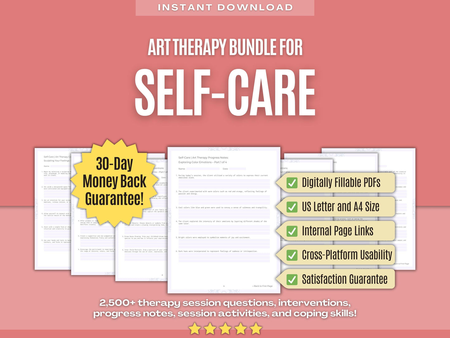 Self-Care Art Therapy Psychology Workbooks