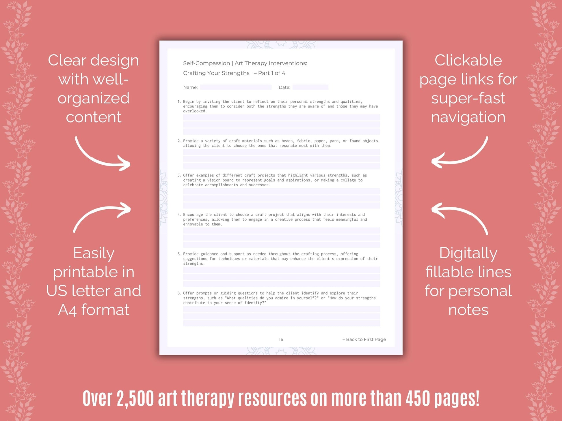 Self-Compassion Art Therapy Counseling Templates