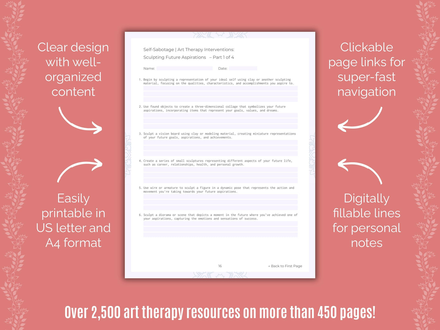 Self-Sabotage Art Therapy Counseling Templates