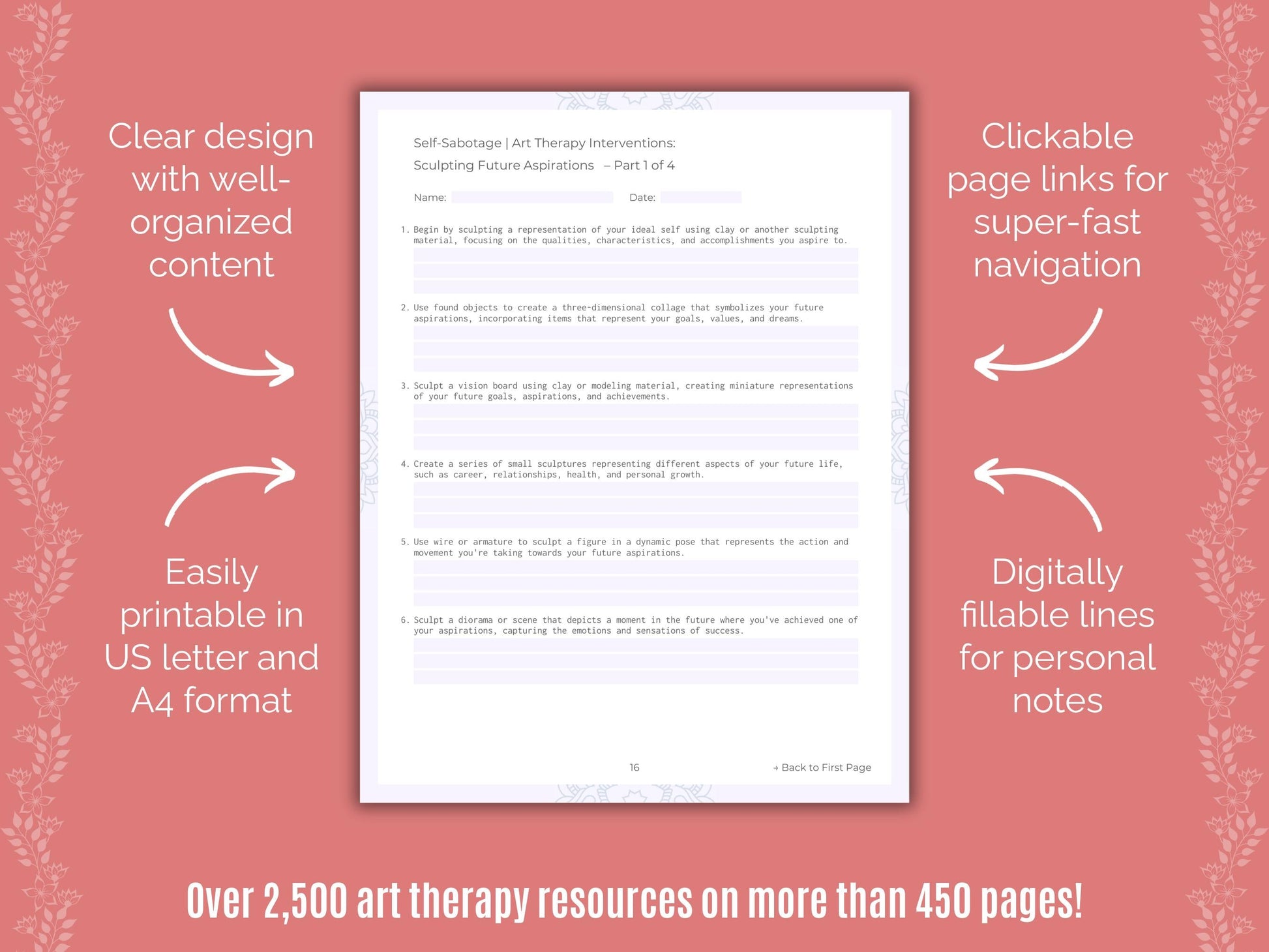 Self-Sabotage Art Therapy Counseling Templates