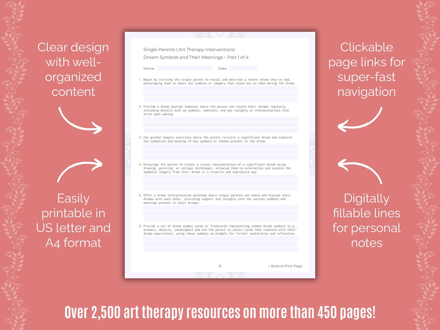 Single Parents Art Therapy Counseling Templates