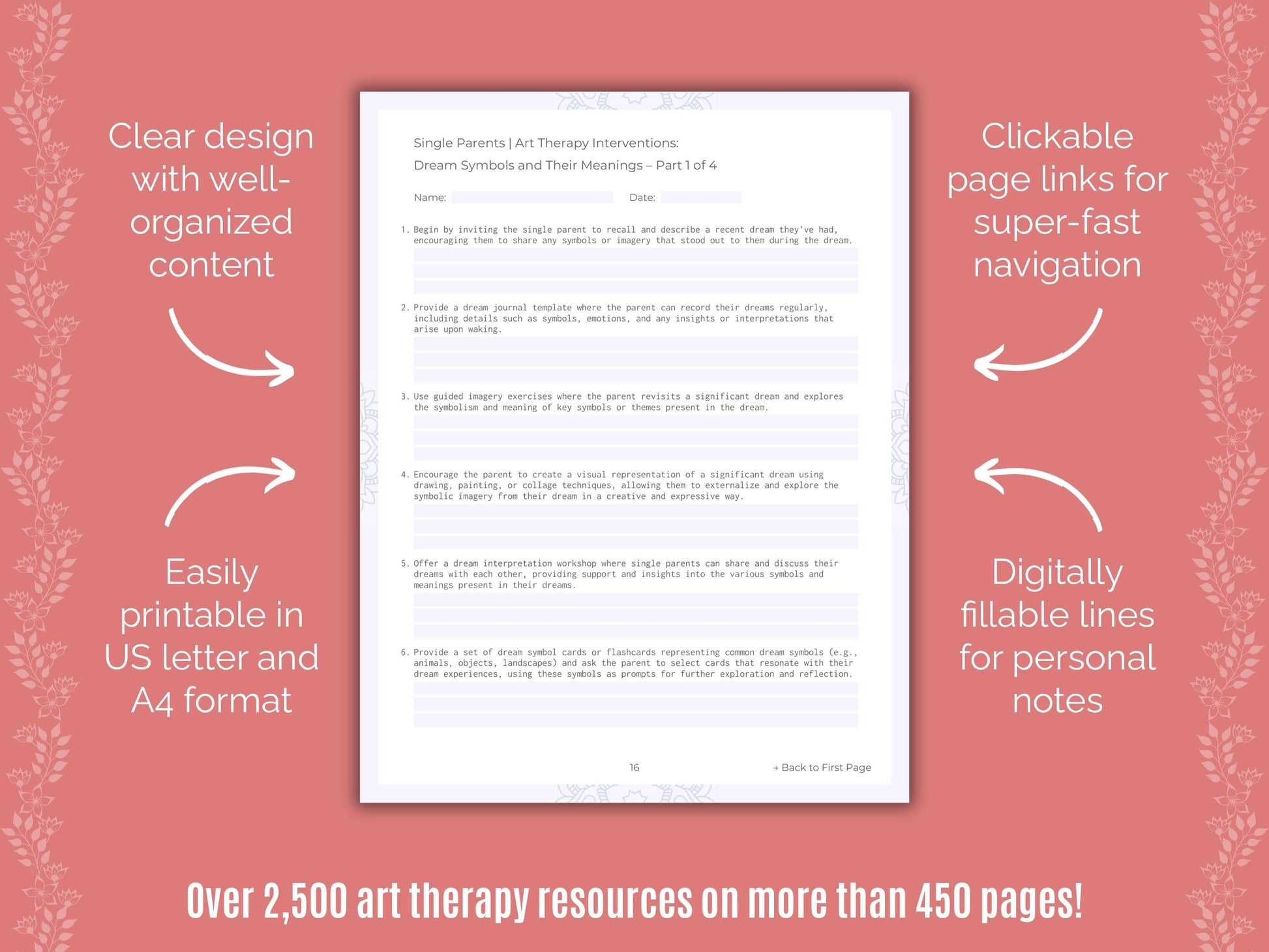 Single Parents Art Therapy Counseling Templates