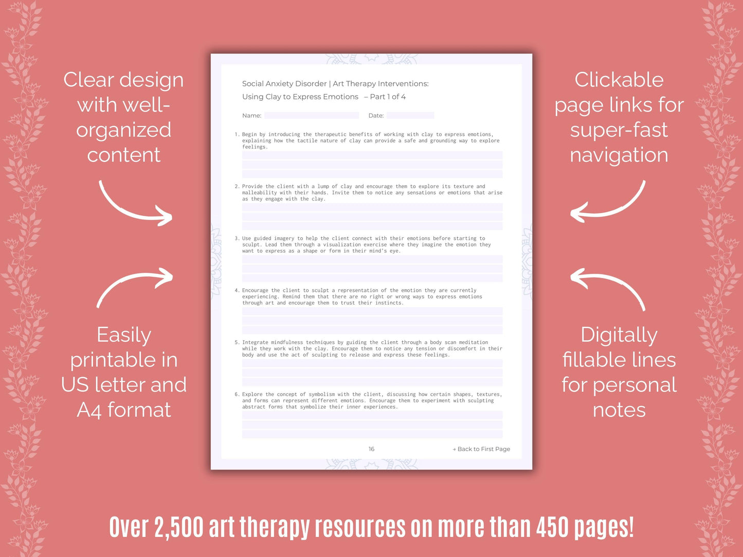 Social Anxiety Disorder Art Therapy Counseling Templates