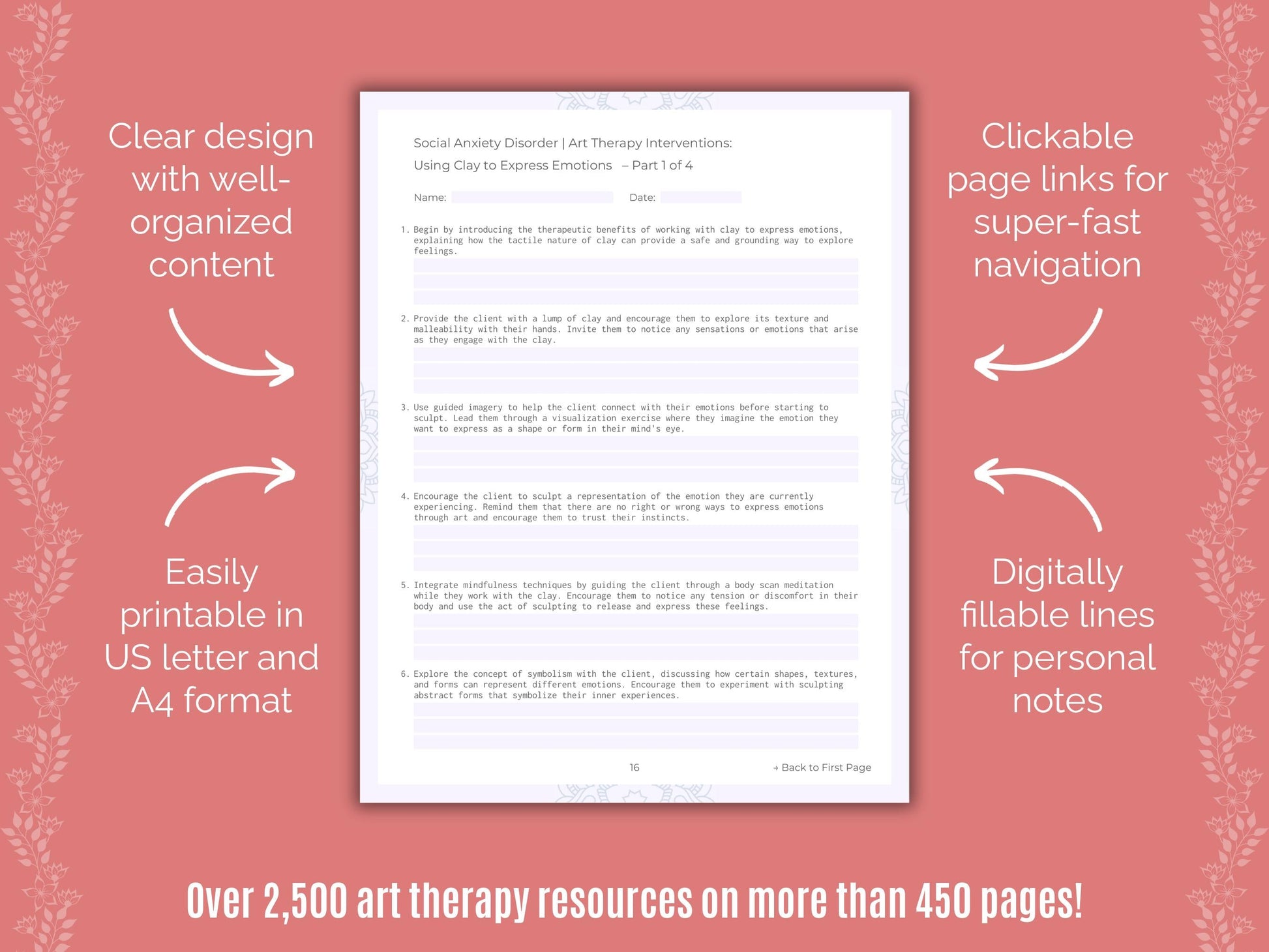 Social Anxiety Disorder Art Therapy Counseling Templates