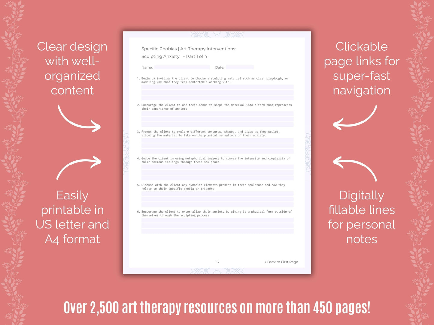 Specific Phobias Art Therapy Counseling Templates