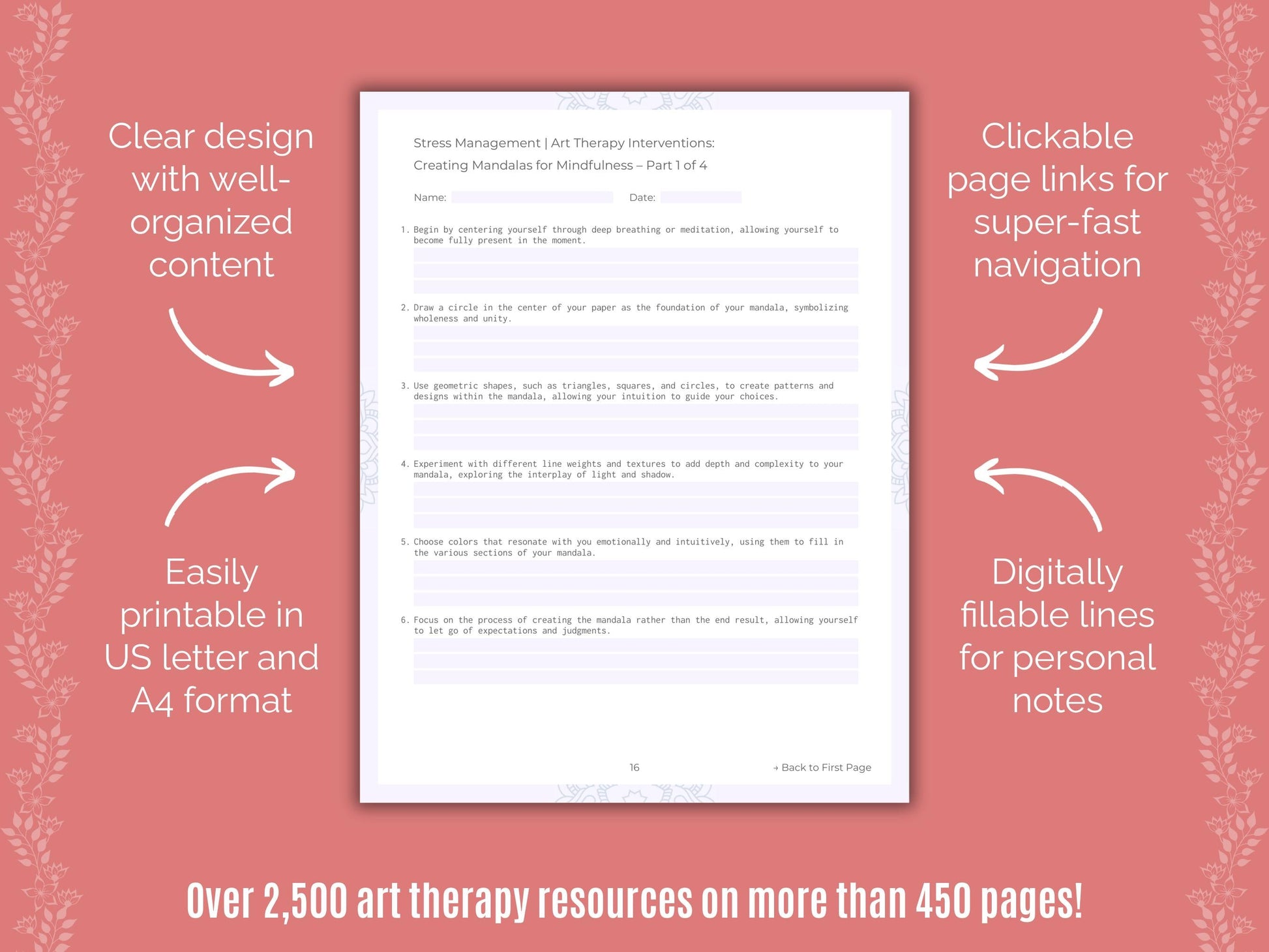 Stress Management Art Therapy Counseling Templates