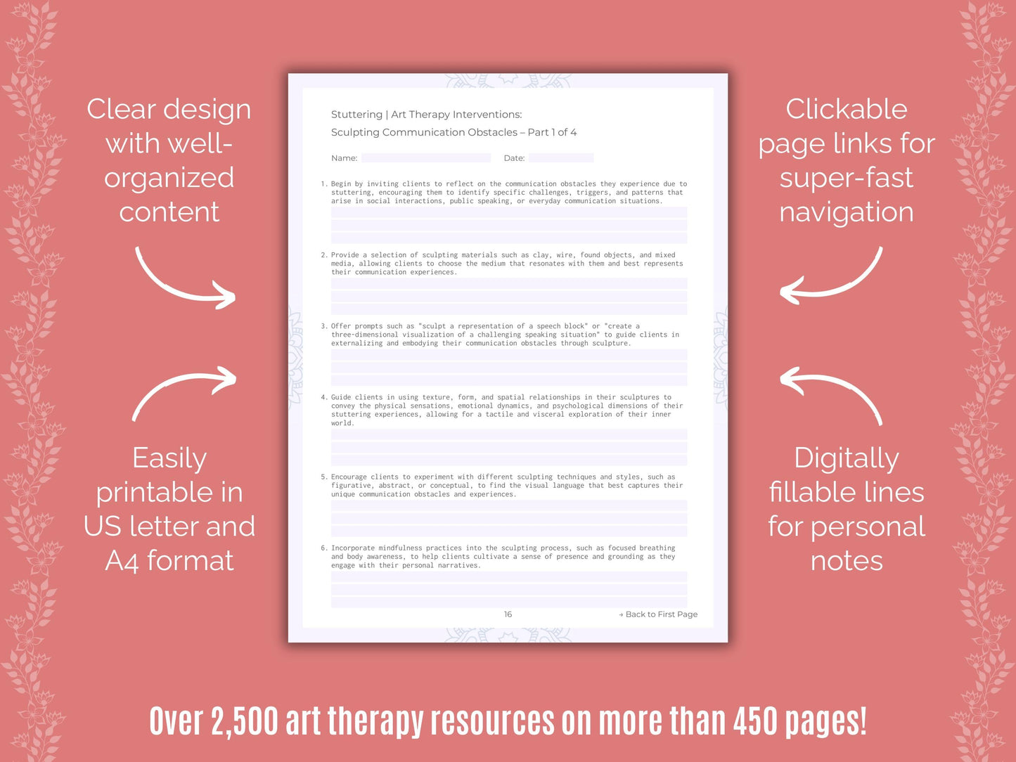 Stuttering Art Therapy Counseling Templates