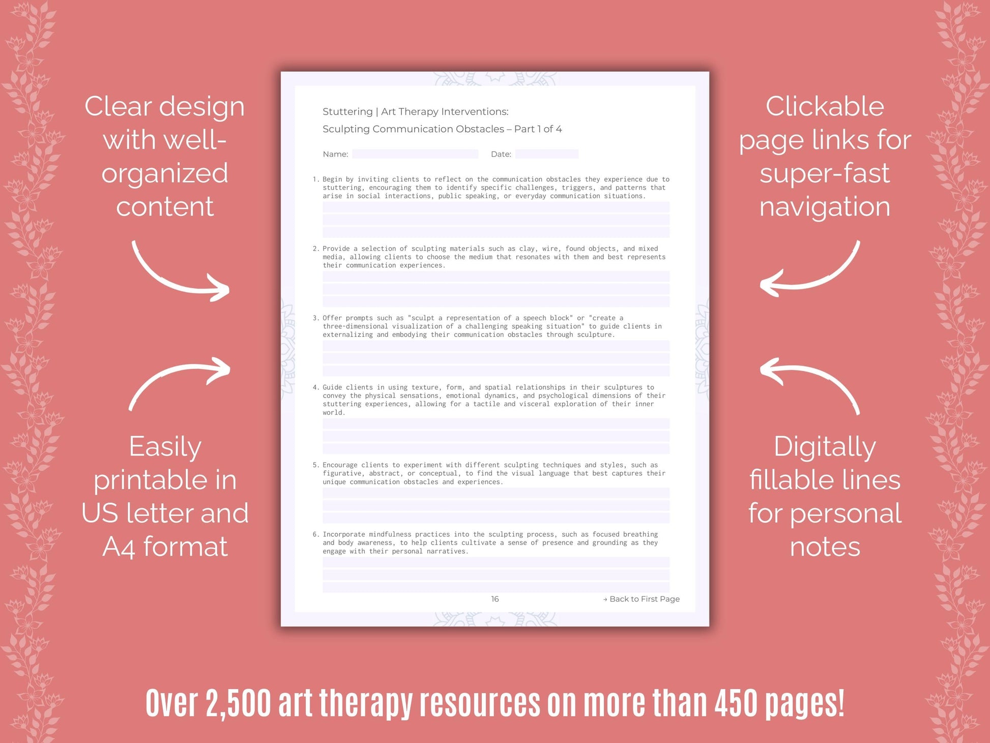 Stuttering Art Therapy Counseling Templates