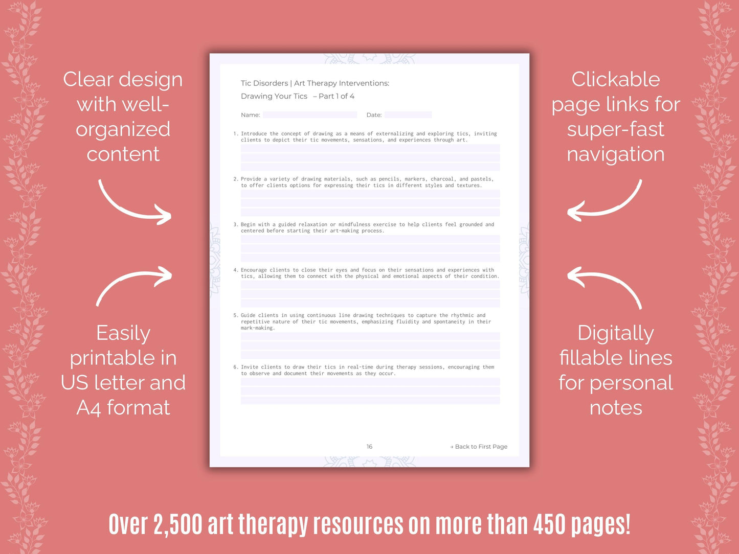 Tic Disorders Art Therapy Counseling Templates