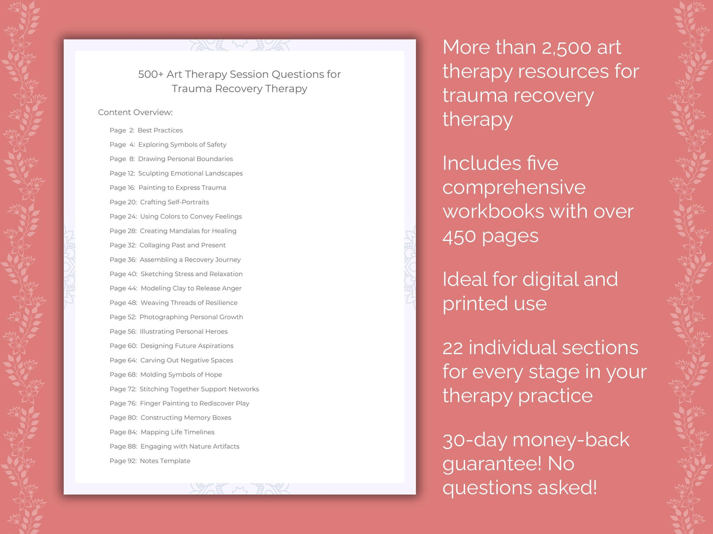 Trauma Recovery Art Therapy Therapist Worksheets