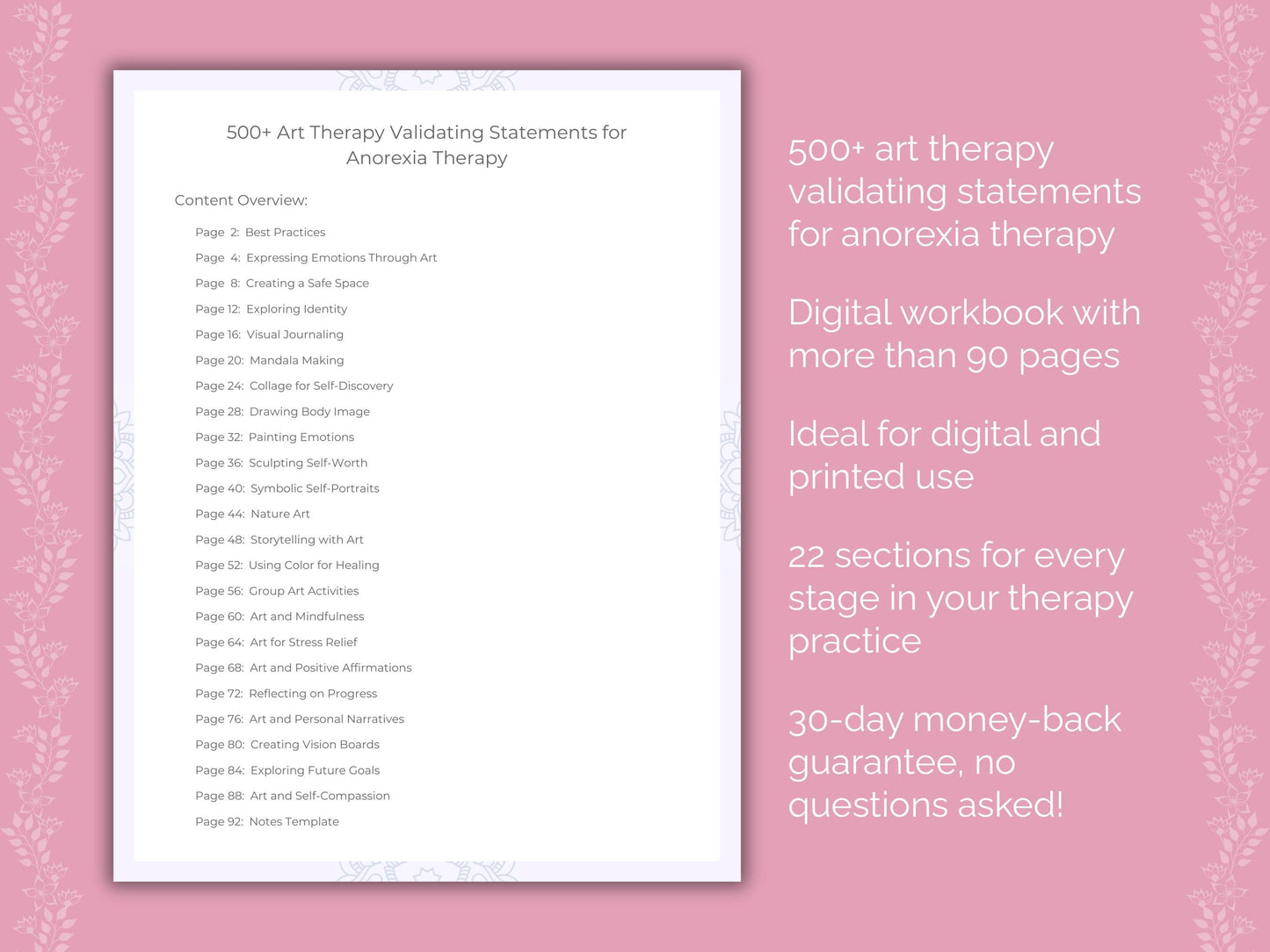 Anorexia Art Therapy Therapist Worksheets