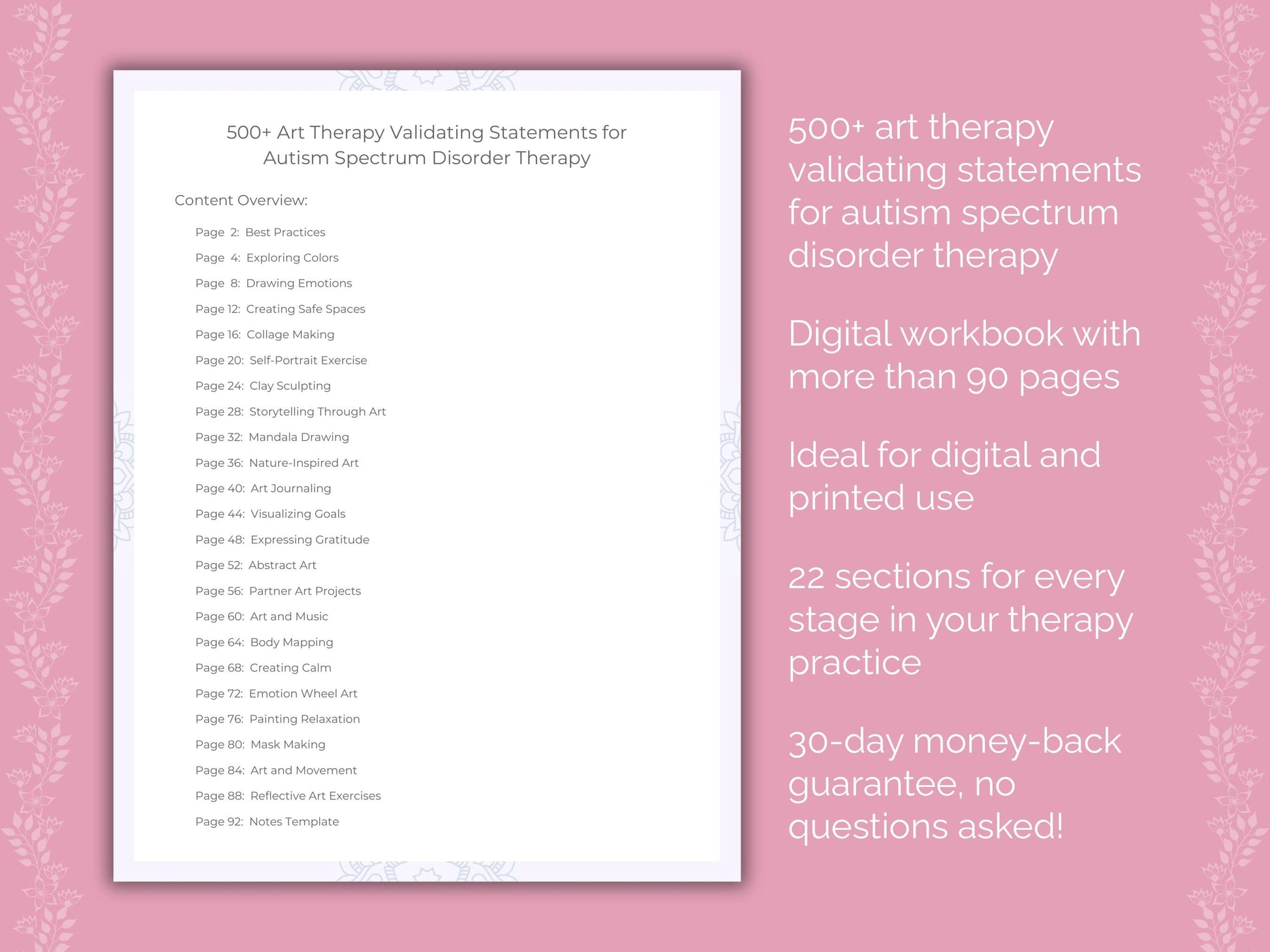 Autism Spectrum Disorder Art Therapy Therapist Worksheets