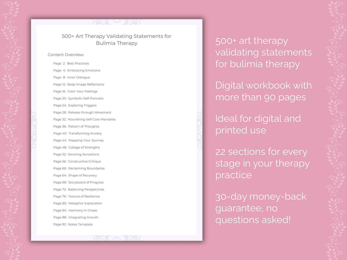 Bulimia Art Therapy Therapist Worksheets