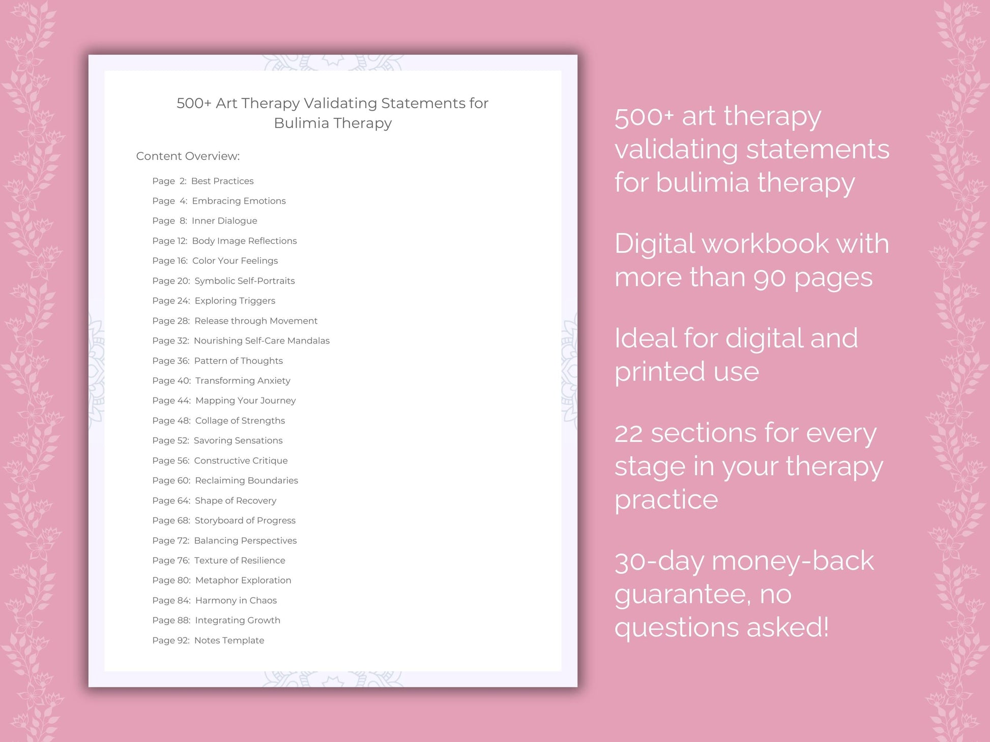 Bulimia Art Therapy Therapist Worksheets