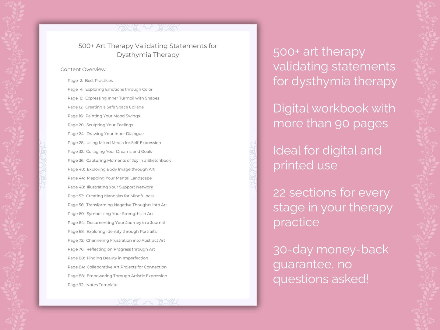 Dysthymia Art Therapy Therapist Worksheets