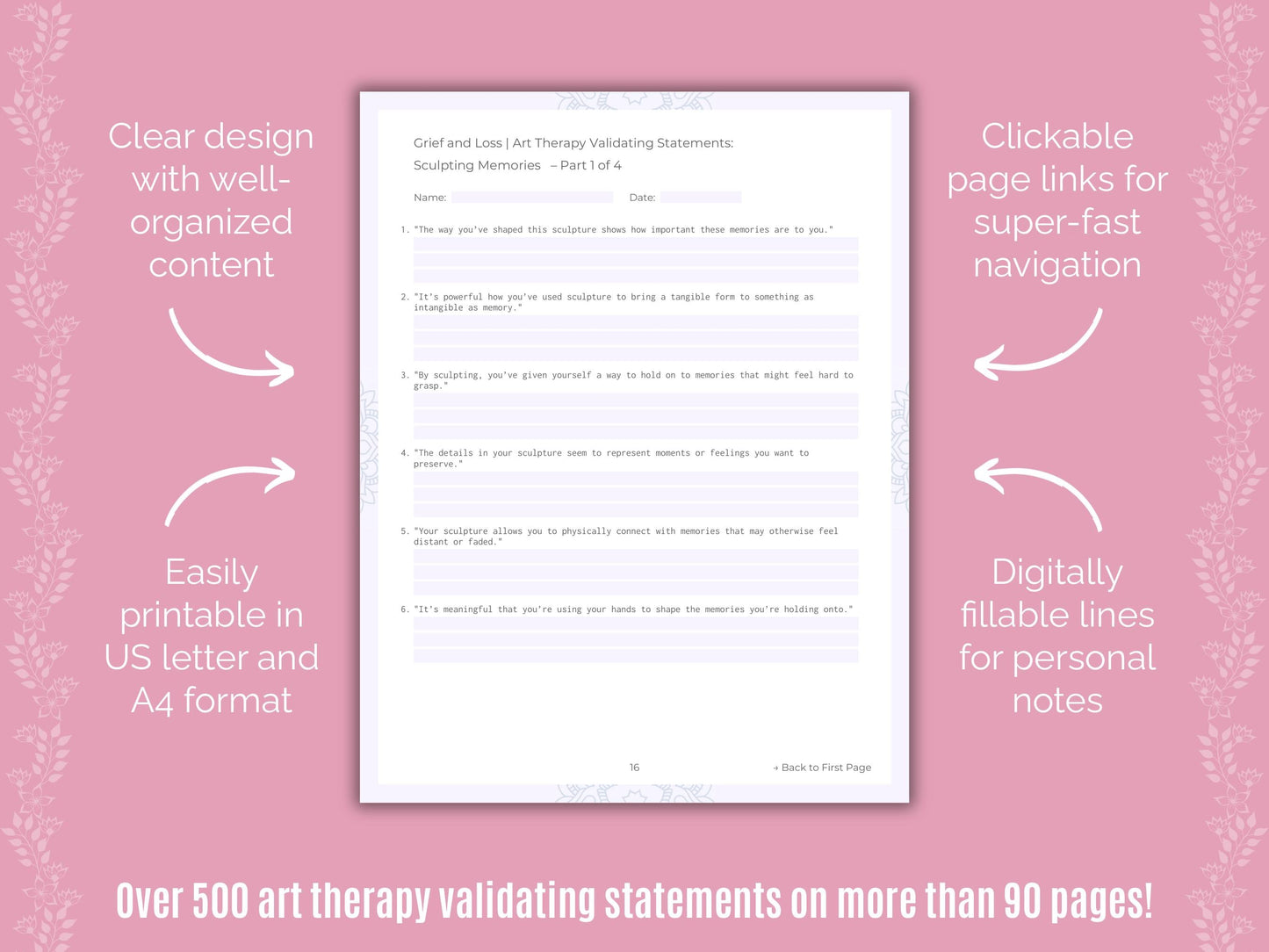 Grief and Loss Art Therapy Counseling Templates