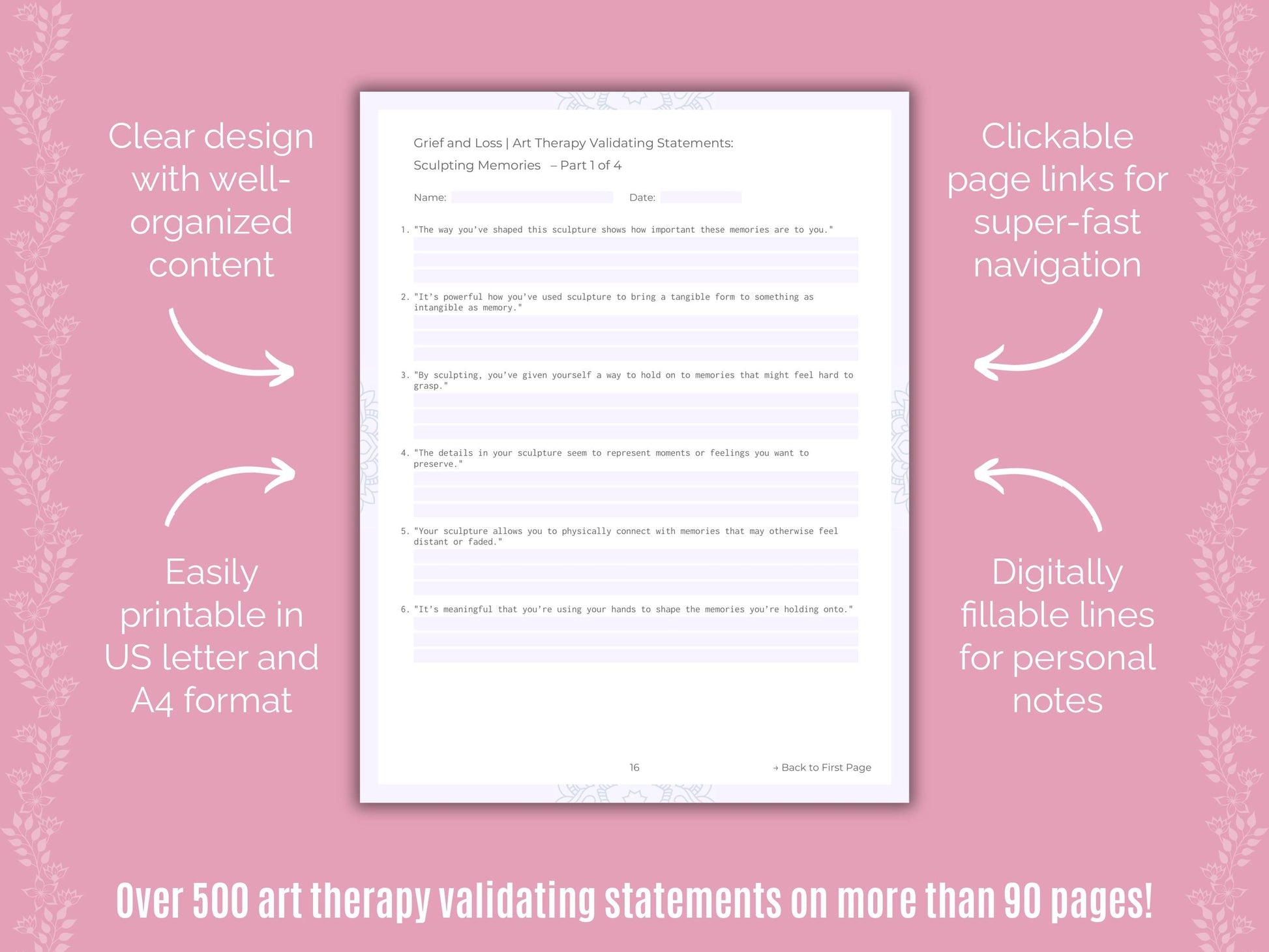 Grief and Loss Art Therapy Counseling Templates