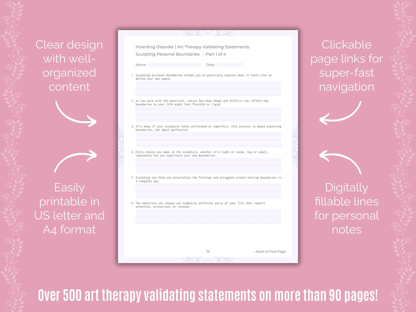 Hoarding Disorder Art Therapy Counseling Templates