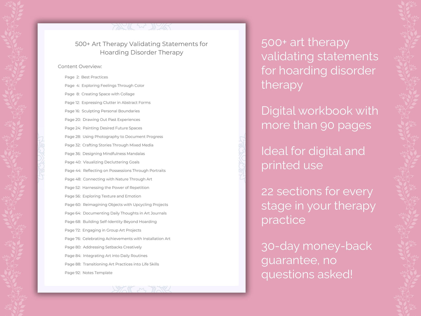 Hoarding Disorder Art Therapy Therapist Worksheets