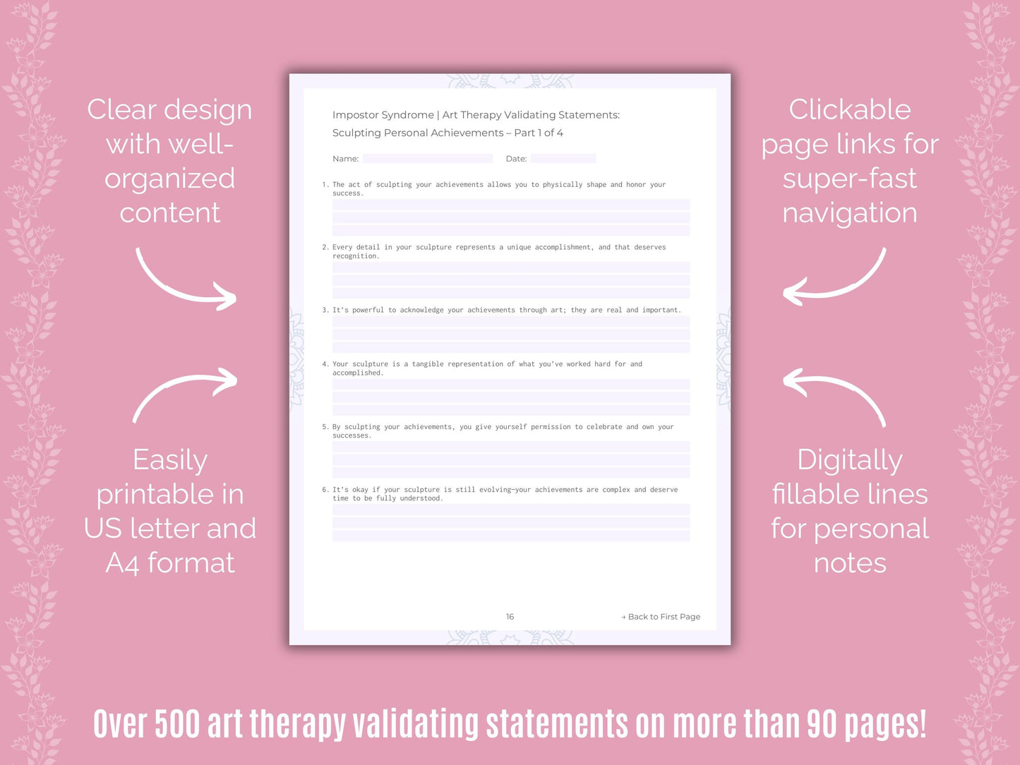 Impostor Syndrome Art Therapy Counseling Templates