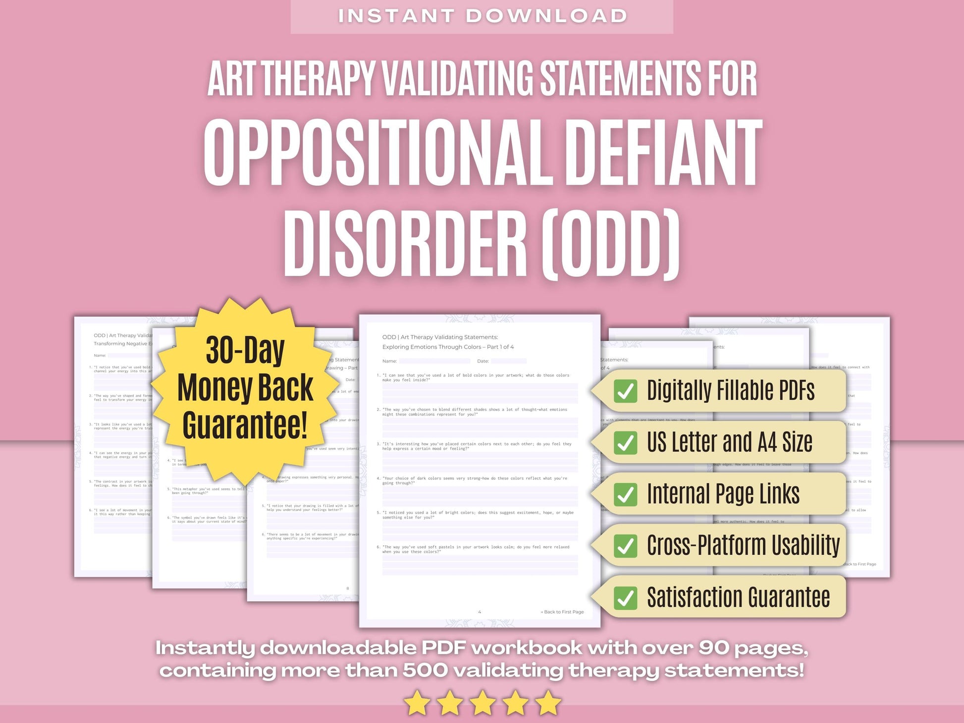 Oppositional Defiant Disorder (ODD) Art Therapy Psychology Workbooks