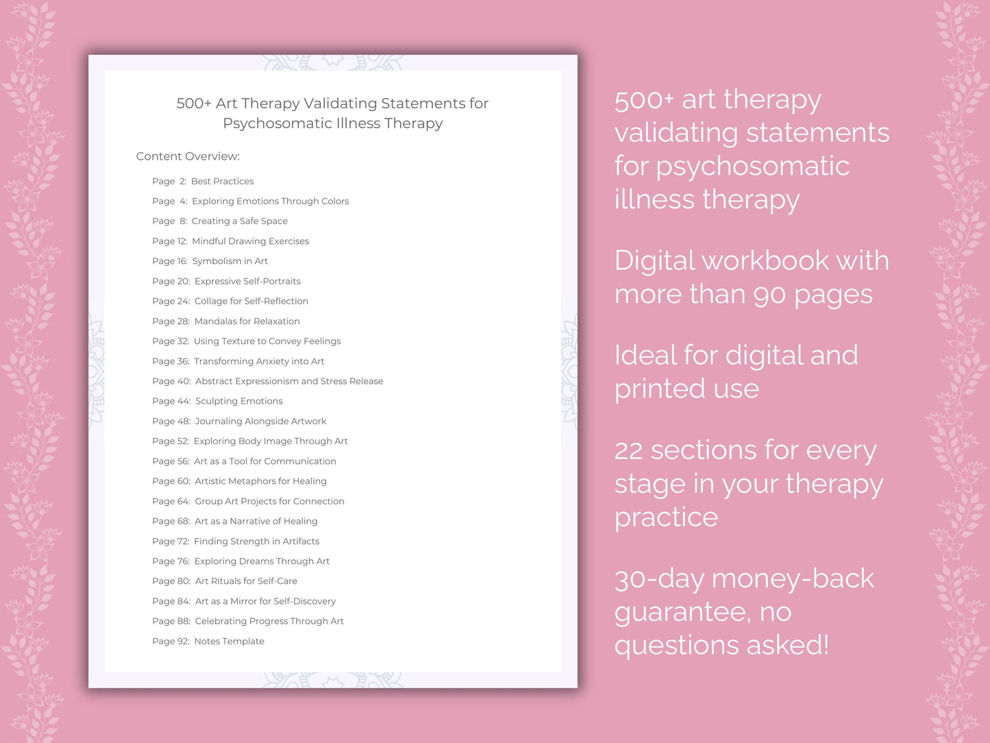 Psychosomatic Illness Art Therapy Therapist Worksheets