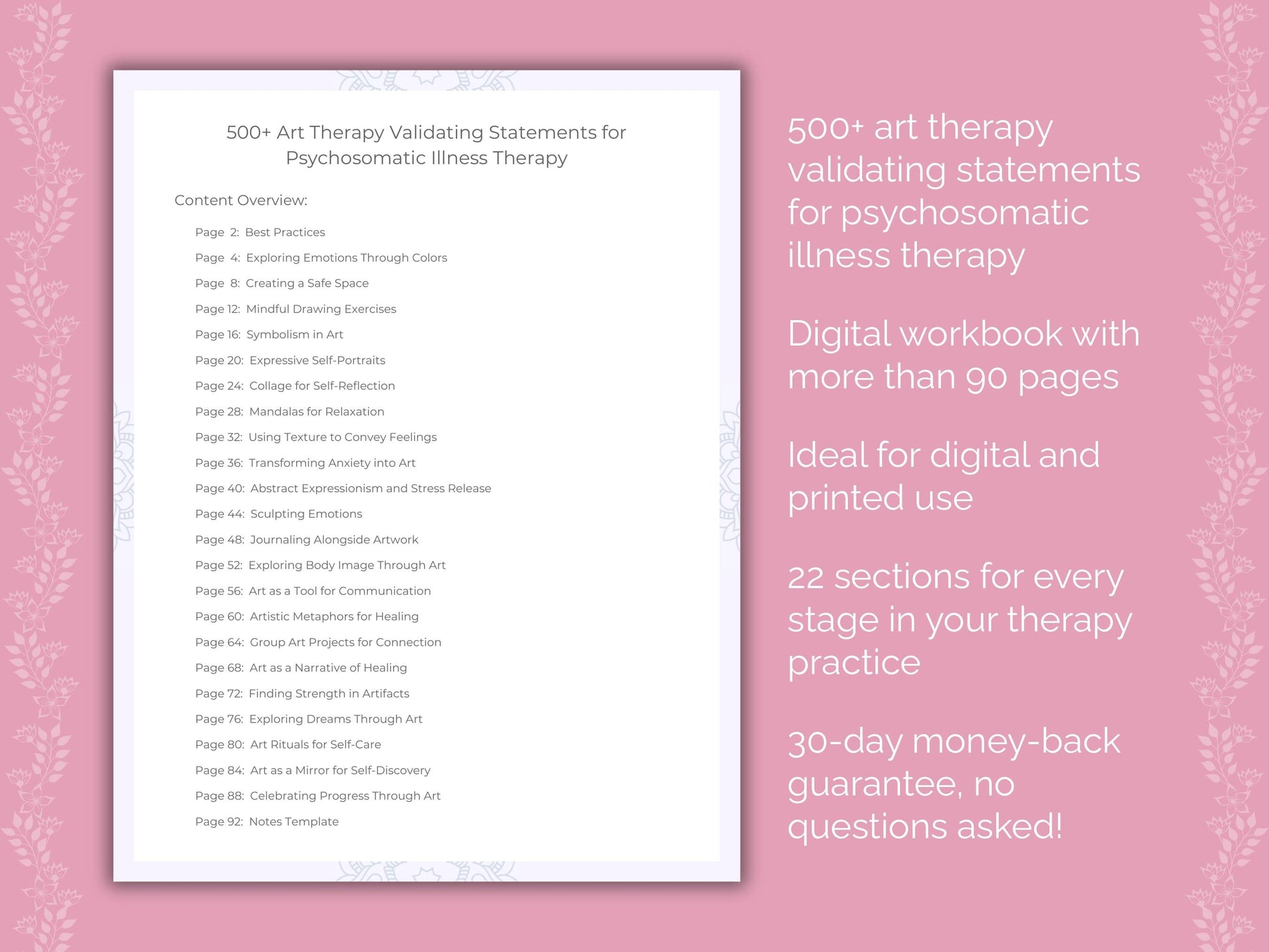 Psychosomatic Illness Art Therapy Therapist Worksheets