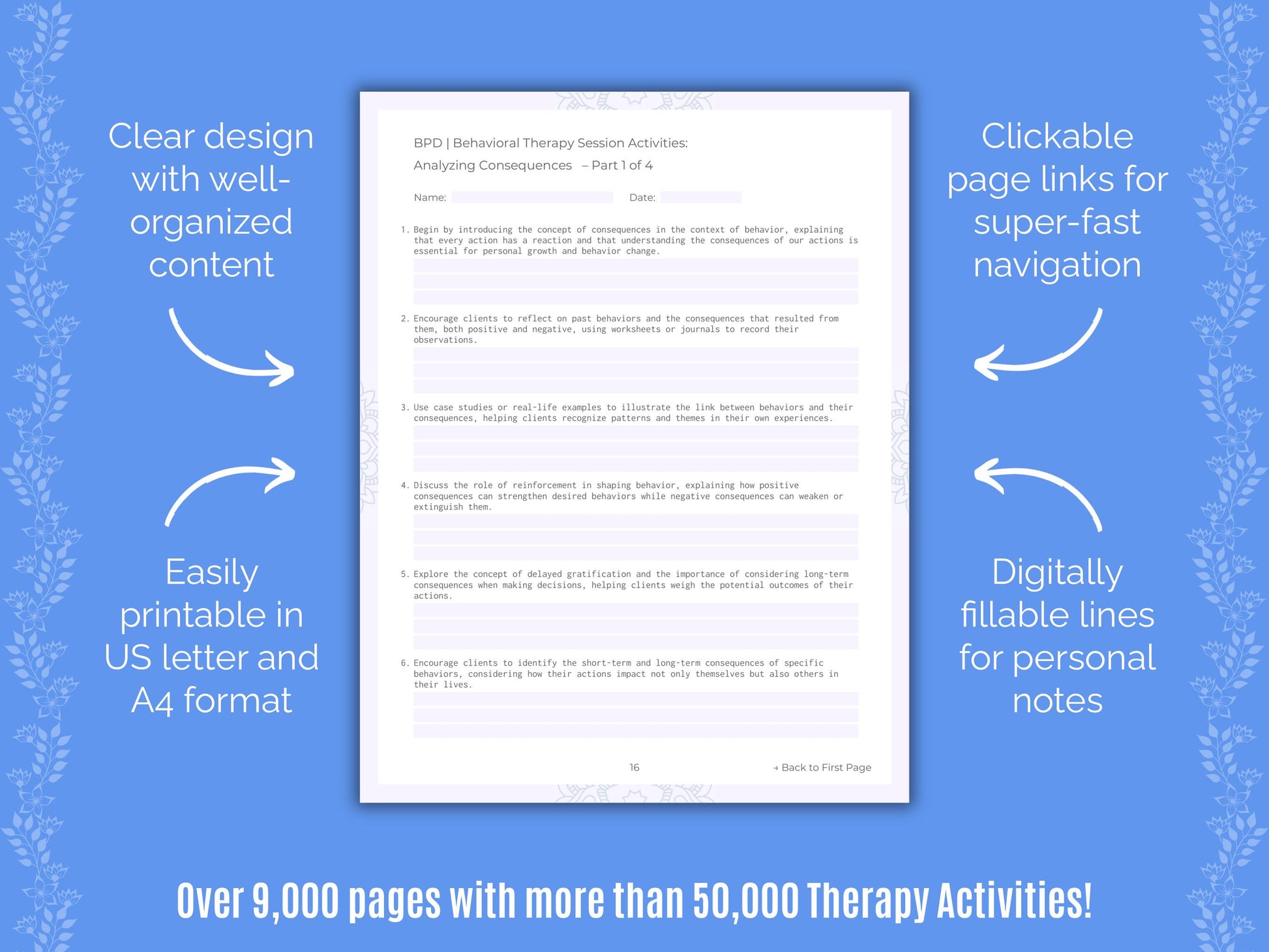 Behavioral Therapy Session Activities Counselor Cheat Sheets