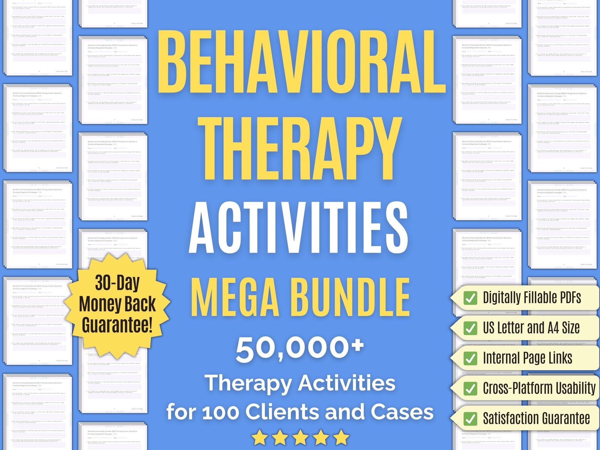 Behavioral Therapy Session Activities Psychology Workbooks