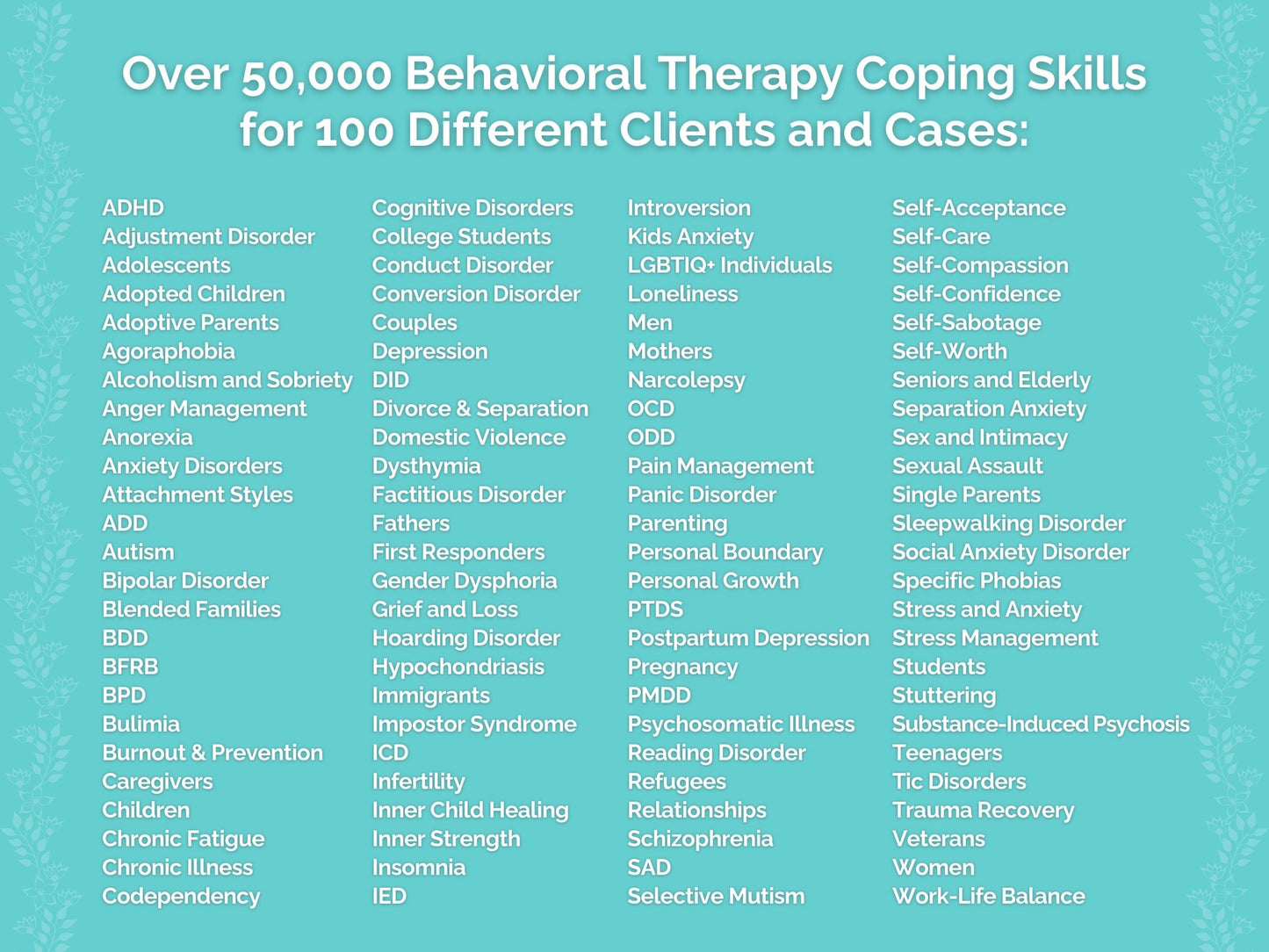 Behavioral Therapy Coping Skills Therapist Worksheets