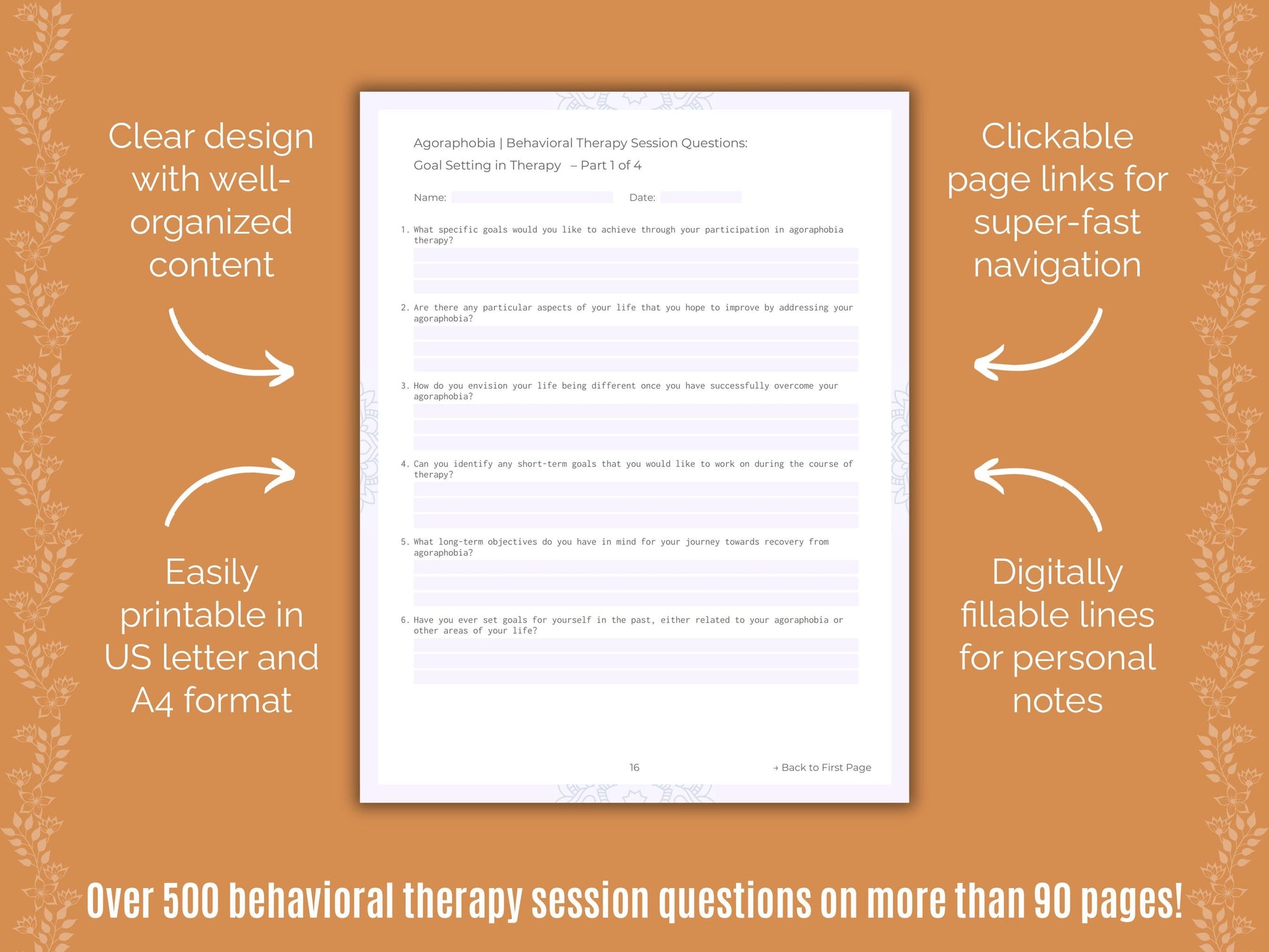 Agoraphobia Behavioral Therapy Counseling Templates