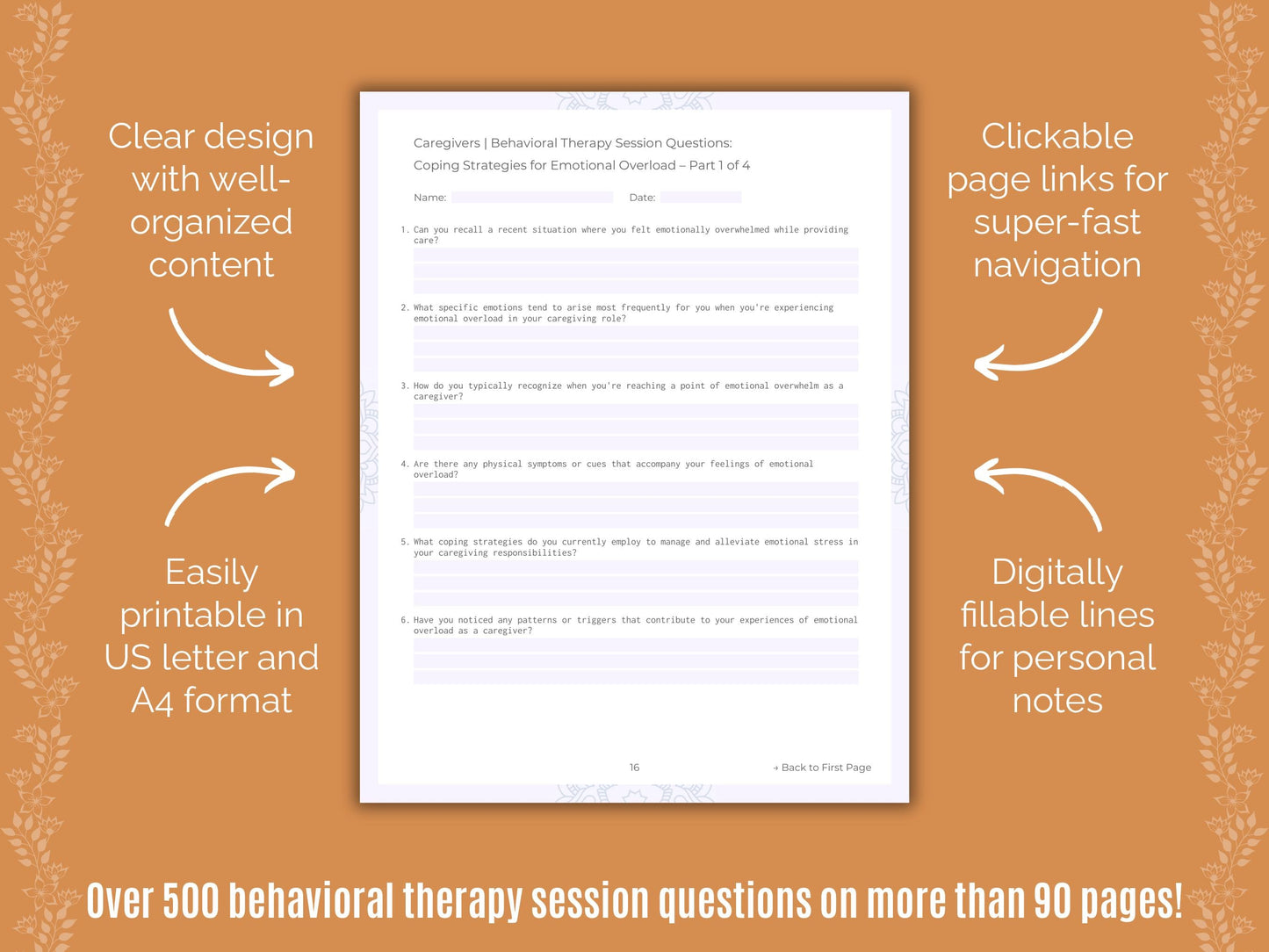 Caregivers Behavioral Therapy Counseling Templates