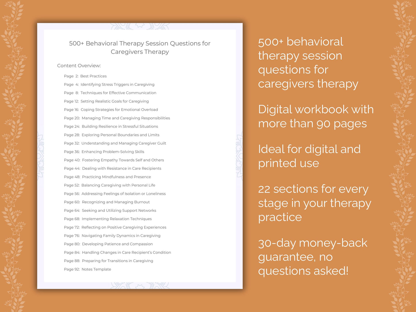 Caregivers Behavioral Therapy Therapist Worksheets