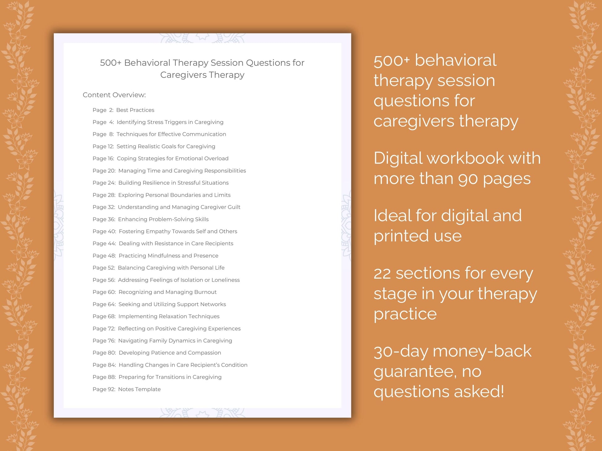 Caregivers Behavioral Therapy Therapist Worksheets