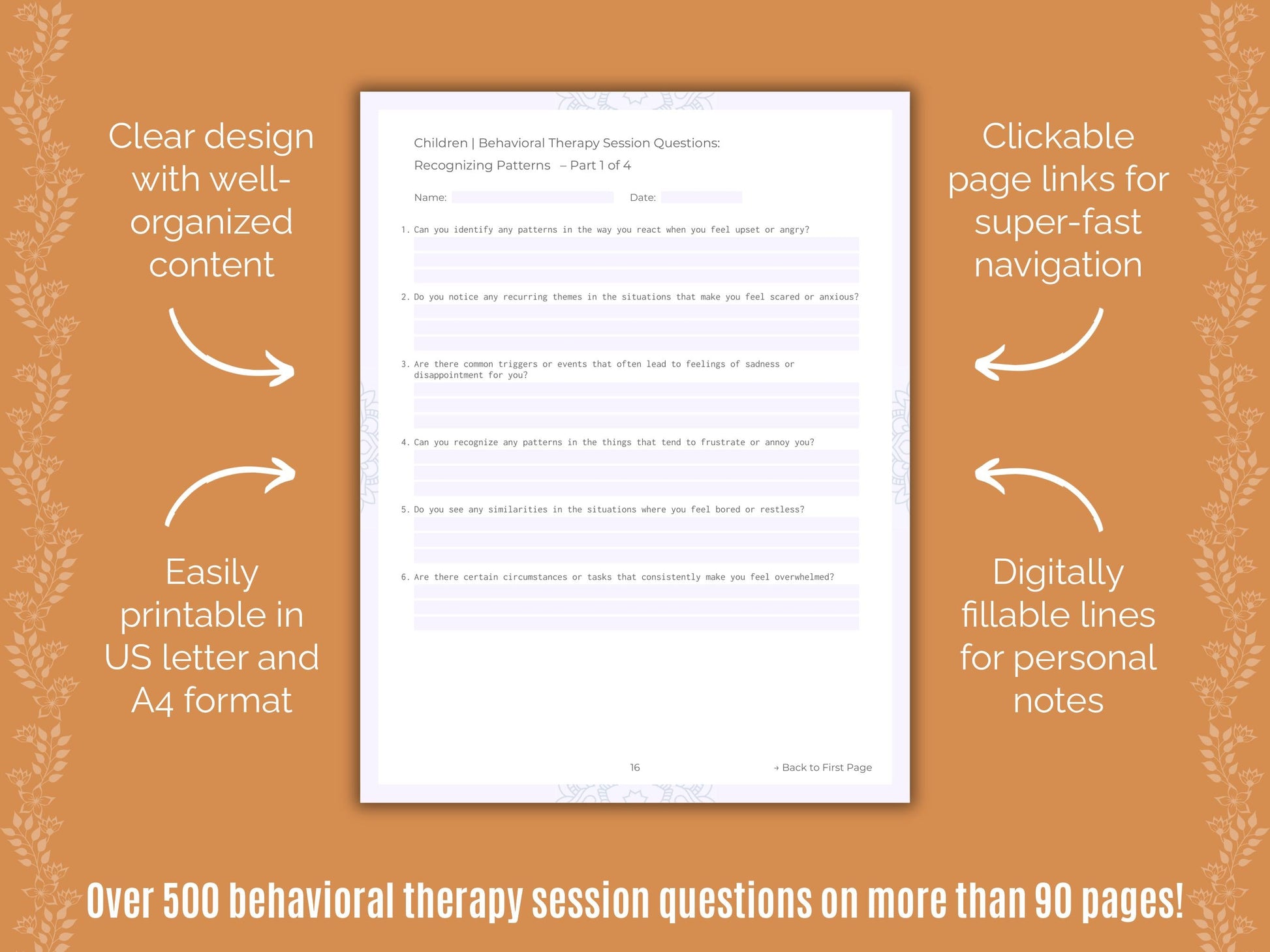 Children Behavioral Therapy Counseling Templates