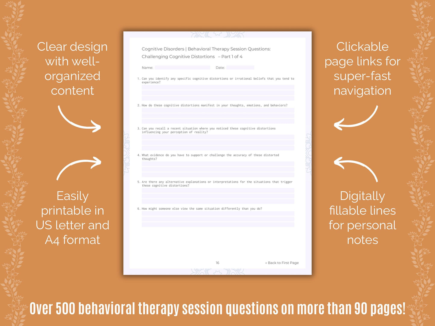 Cognitive Disorders Behavioral Therapy Counseling Templates