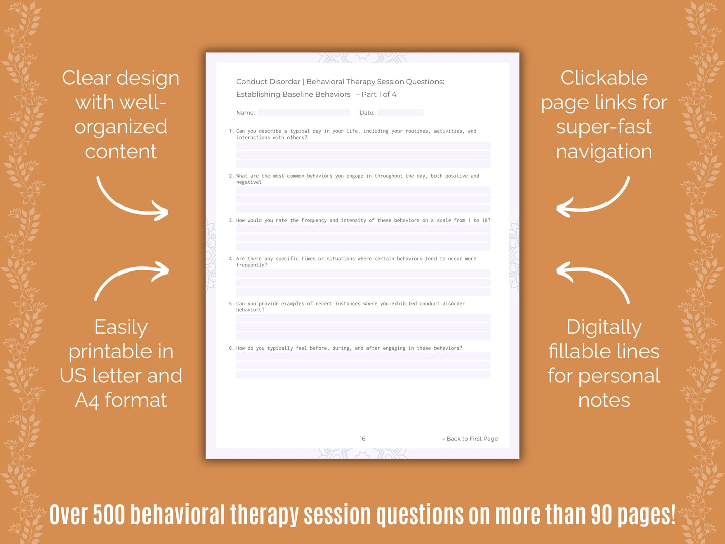 Conduct Disorder Behavioral Therapy Counseling Templates