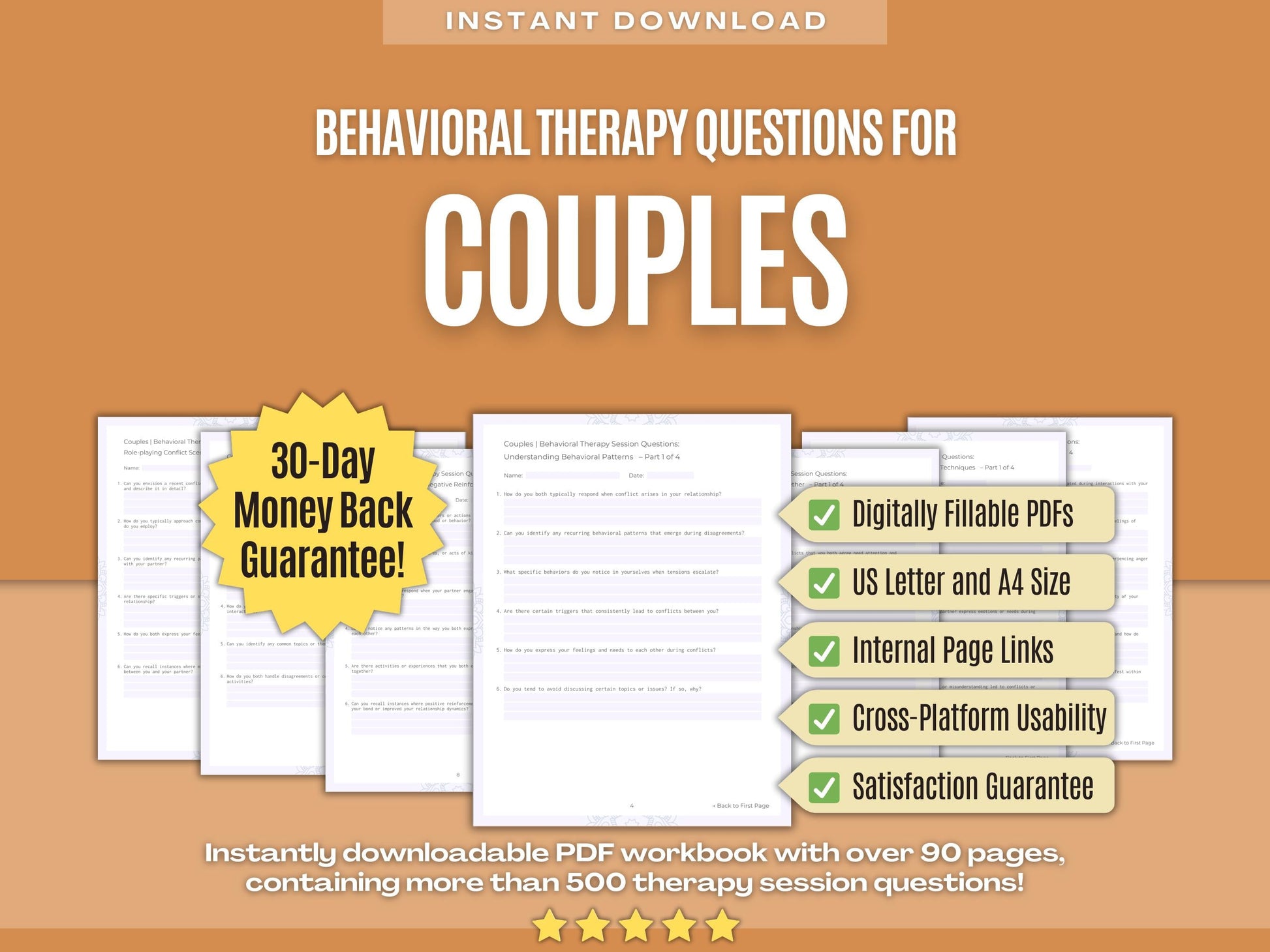 Couples Behavioral Therapy Psychology Workbooks