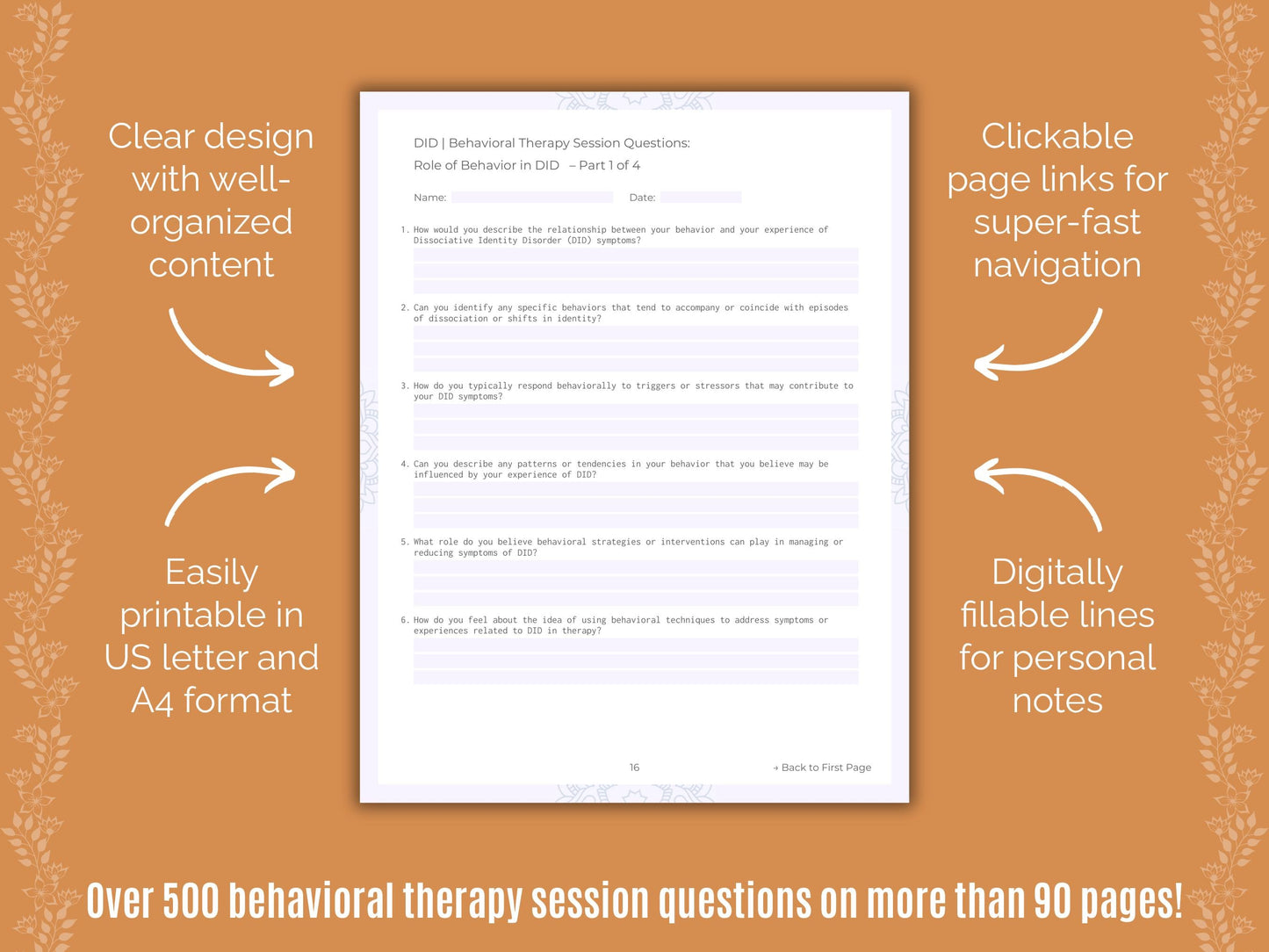 Dissociative Identity Disorder (DID) Behavioral Therapy Counseling Templates