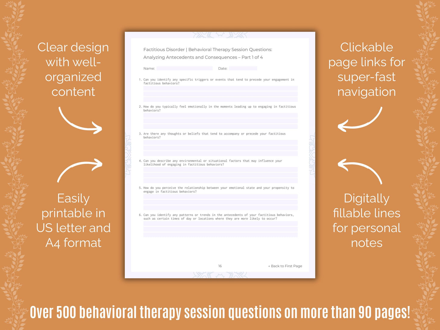 Factitious Disorder Behavioral Therapy Counseling Templates