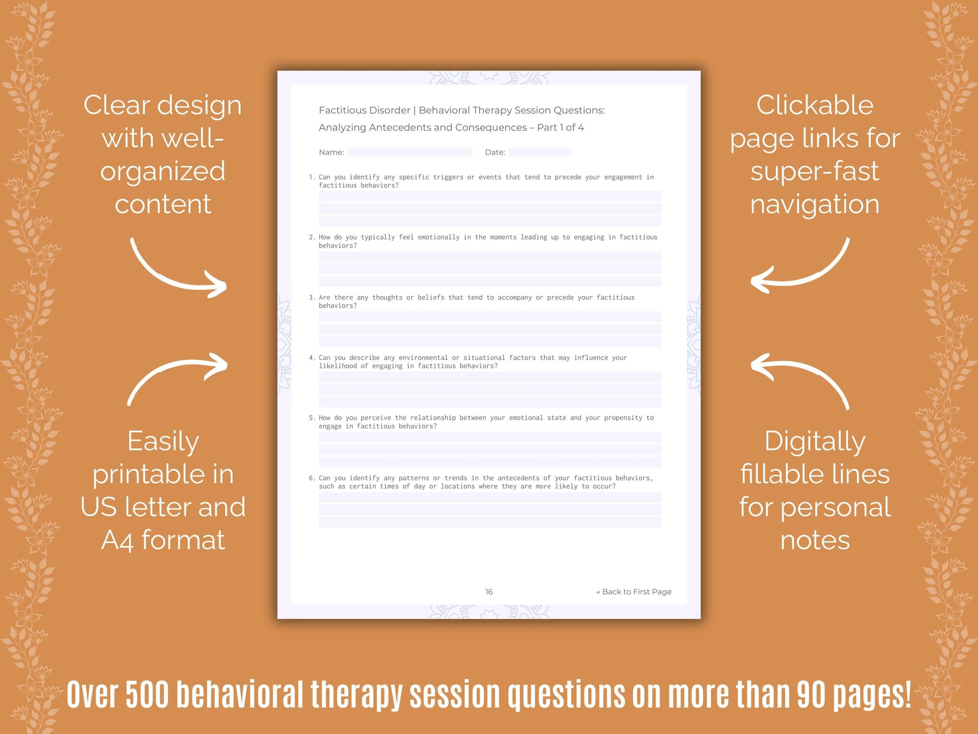 Factitious Disorder Behavioral Therapy Counseling Templates