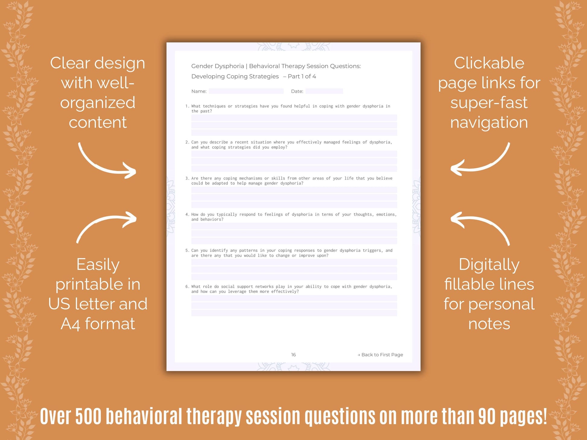 Gender Dysphoria Behavioral Therapy Counseling Templates