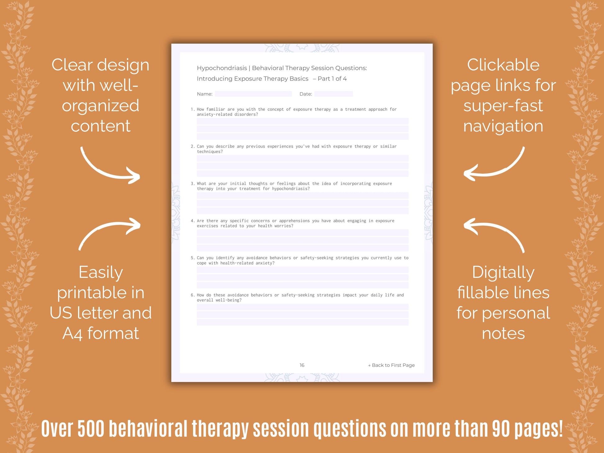 Hypochondriasis Behavioral Therapy Counseling Templates