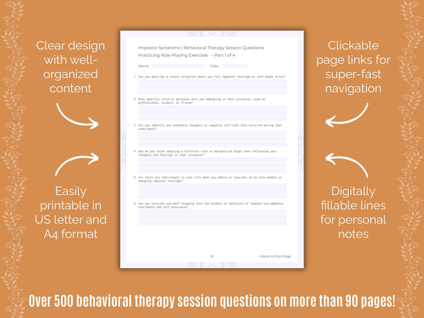 Impostor Syndrome Behavioral Therapy Counseling Templates