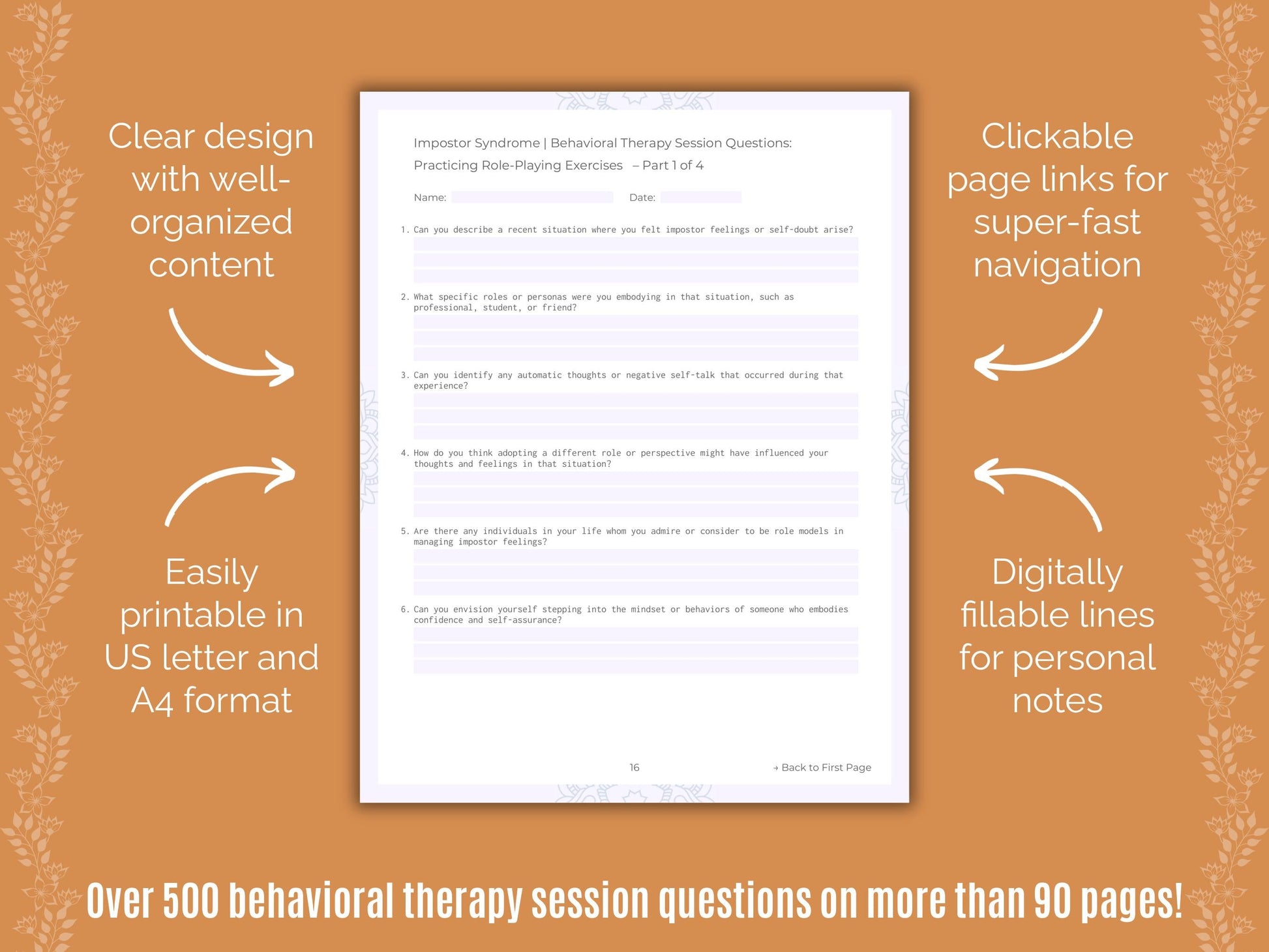 Impostor Syndrome Behavioral Therapy Counseling Templates