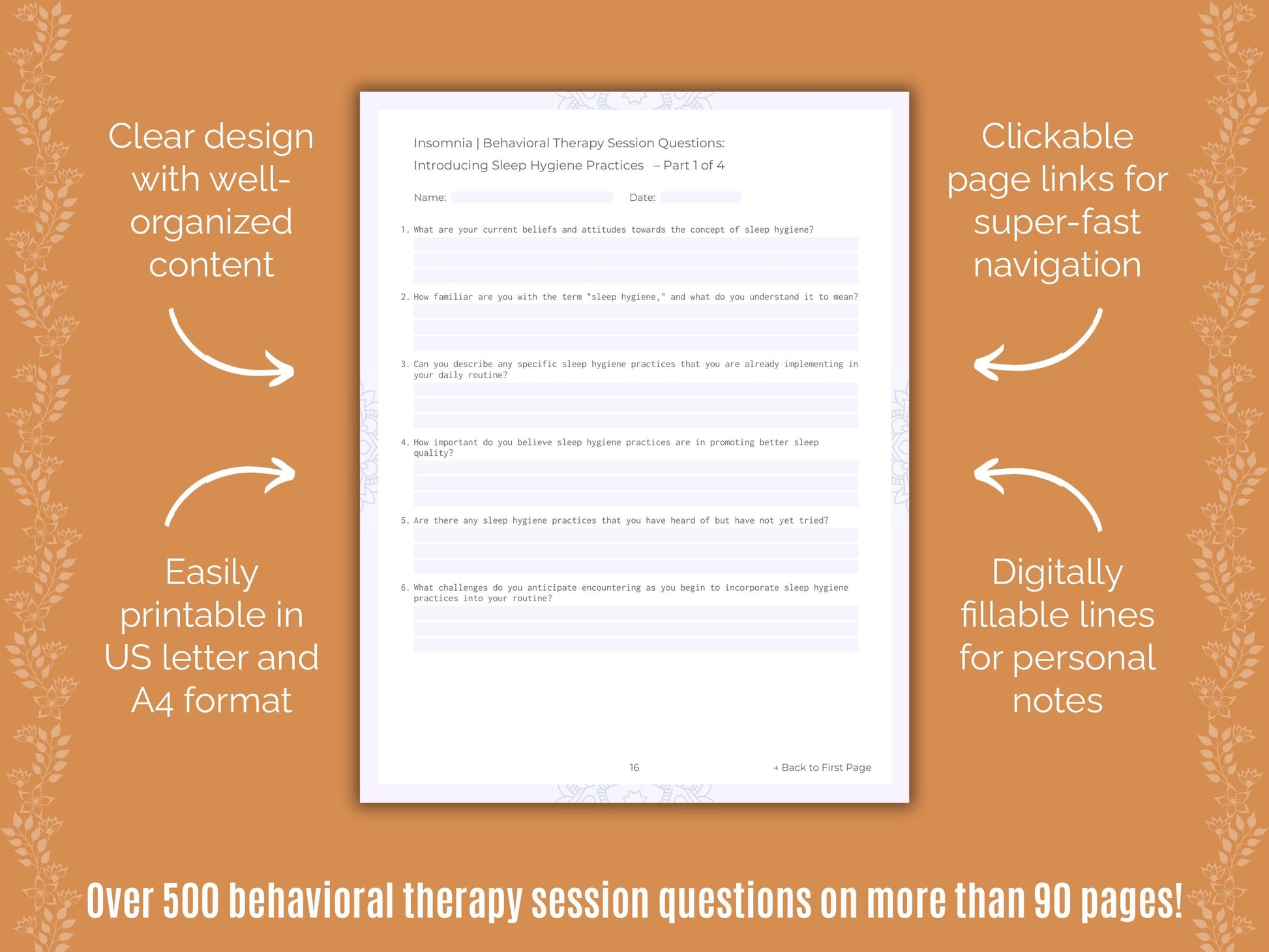 Insomnia Behavioral Therapy Counseling Templates