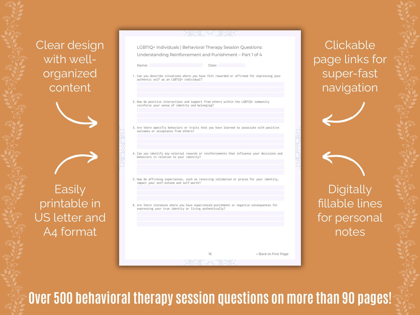 LGBTIQ+ Individuals Behavioral Therapy Counseling Templates