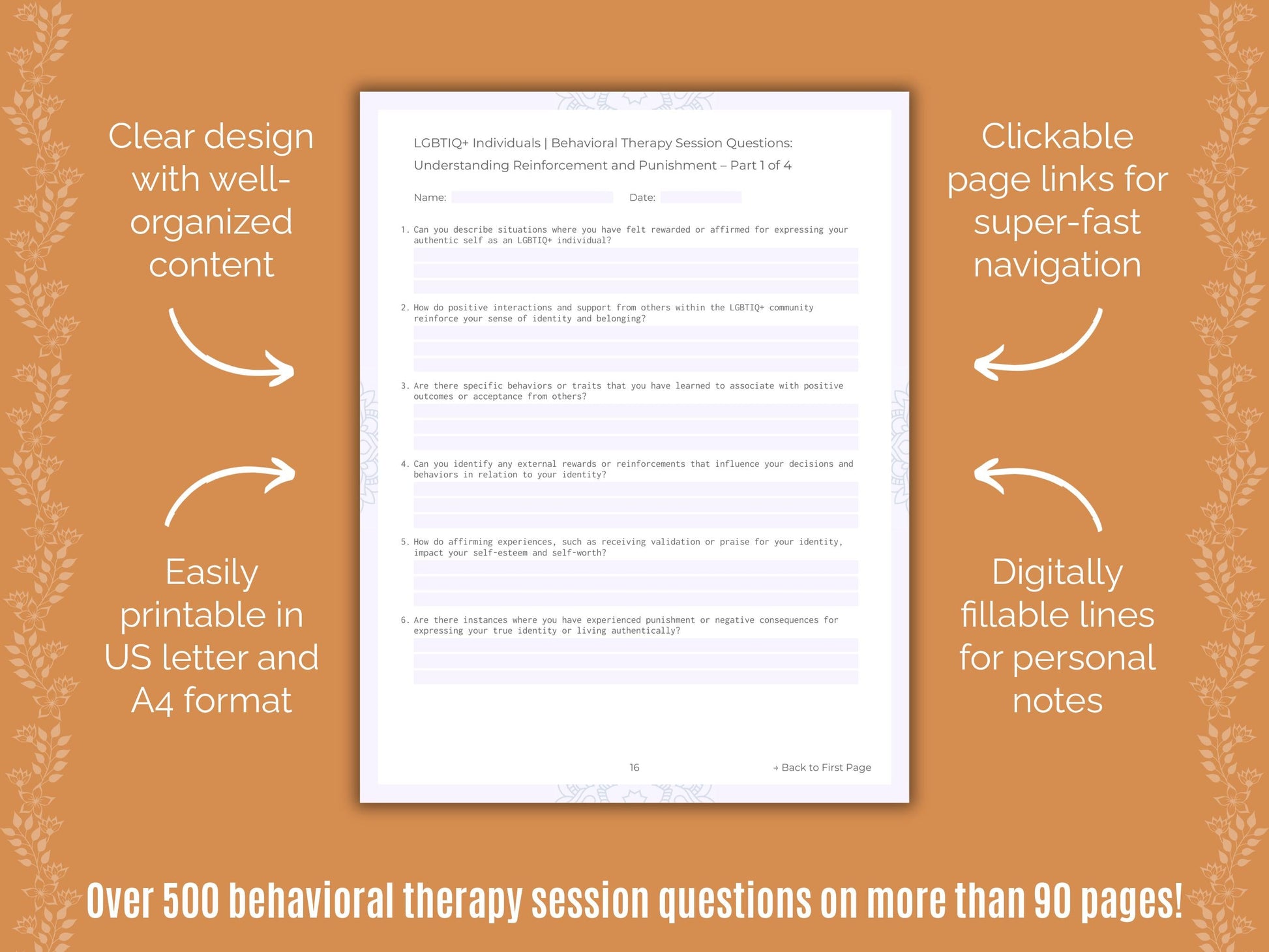 LGBTIQ+ Individuals Behavioral Therapy Counseling Templates