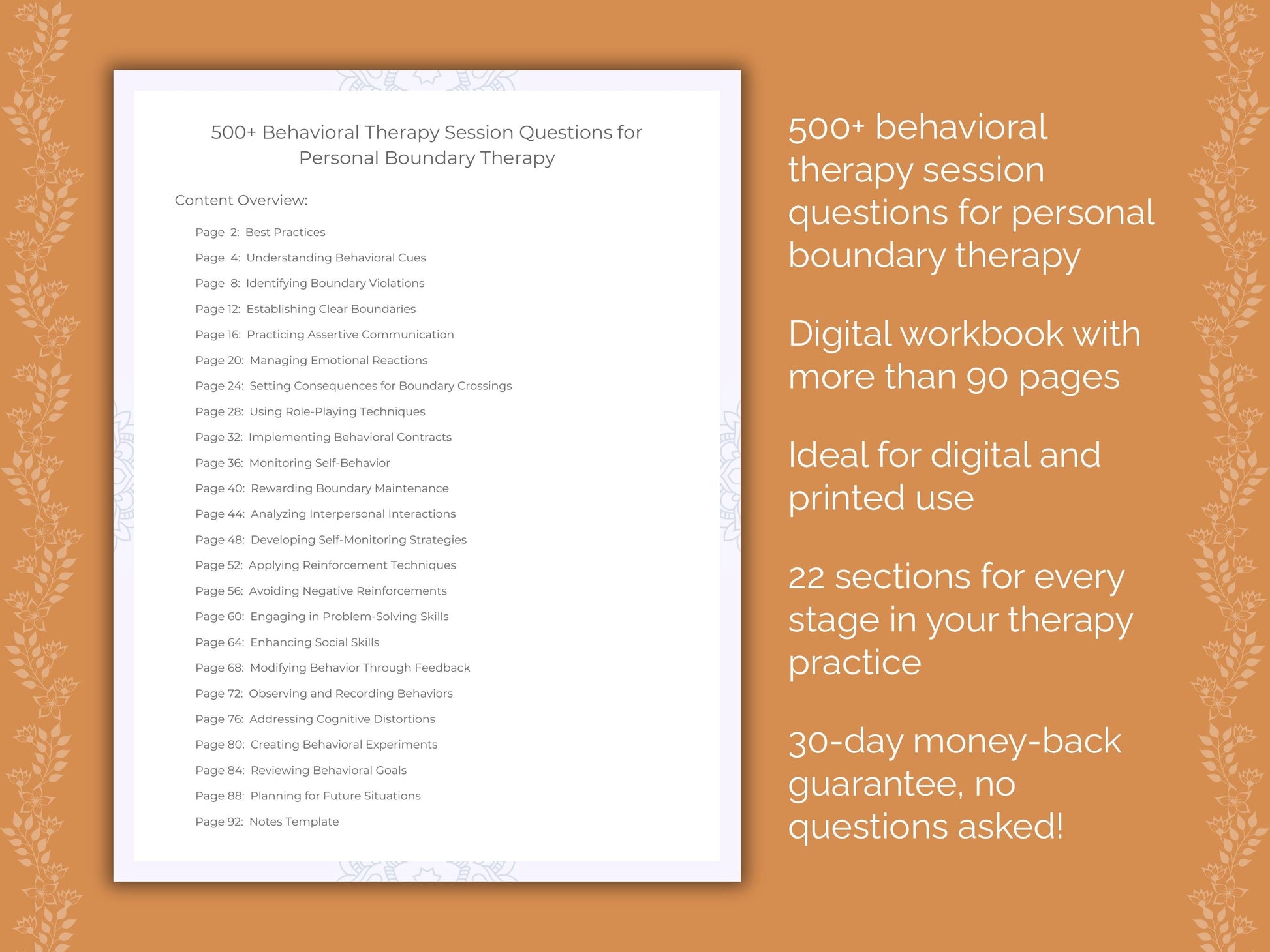 Personal Boundary Behavioral Therapy Therapist Worksheets