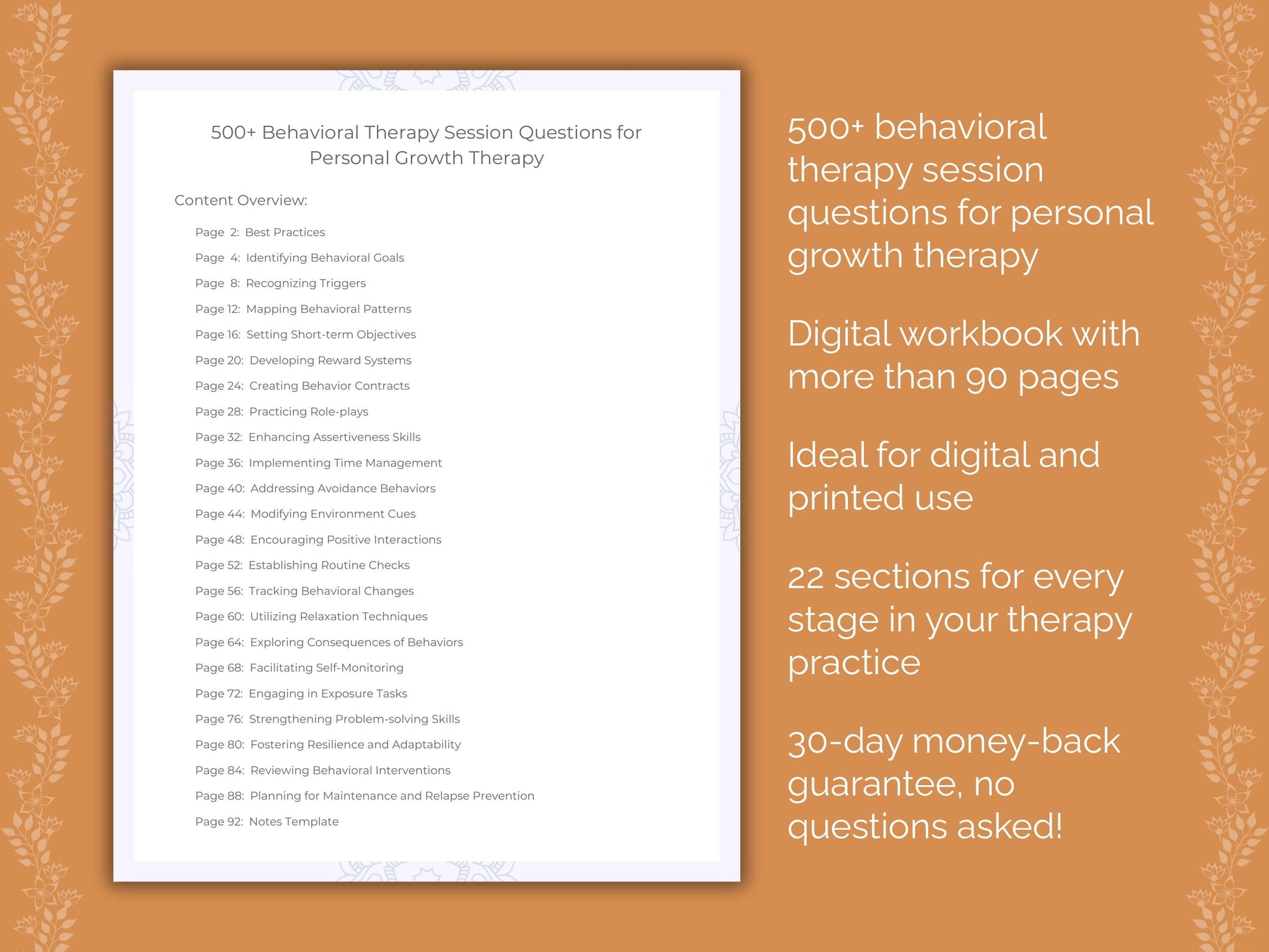 Personal Growth Behavioral Therapy Therapist Worksheets